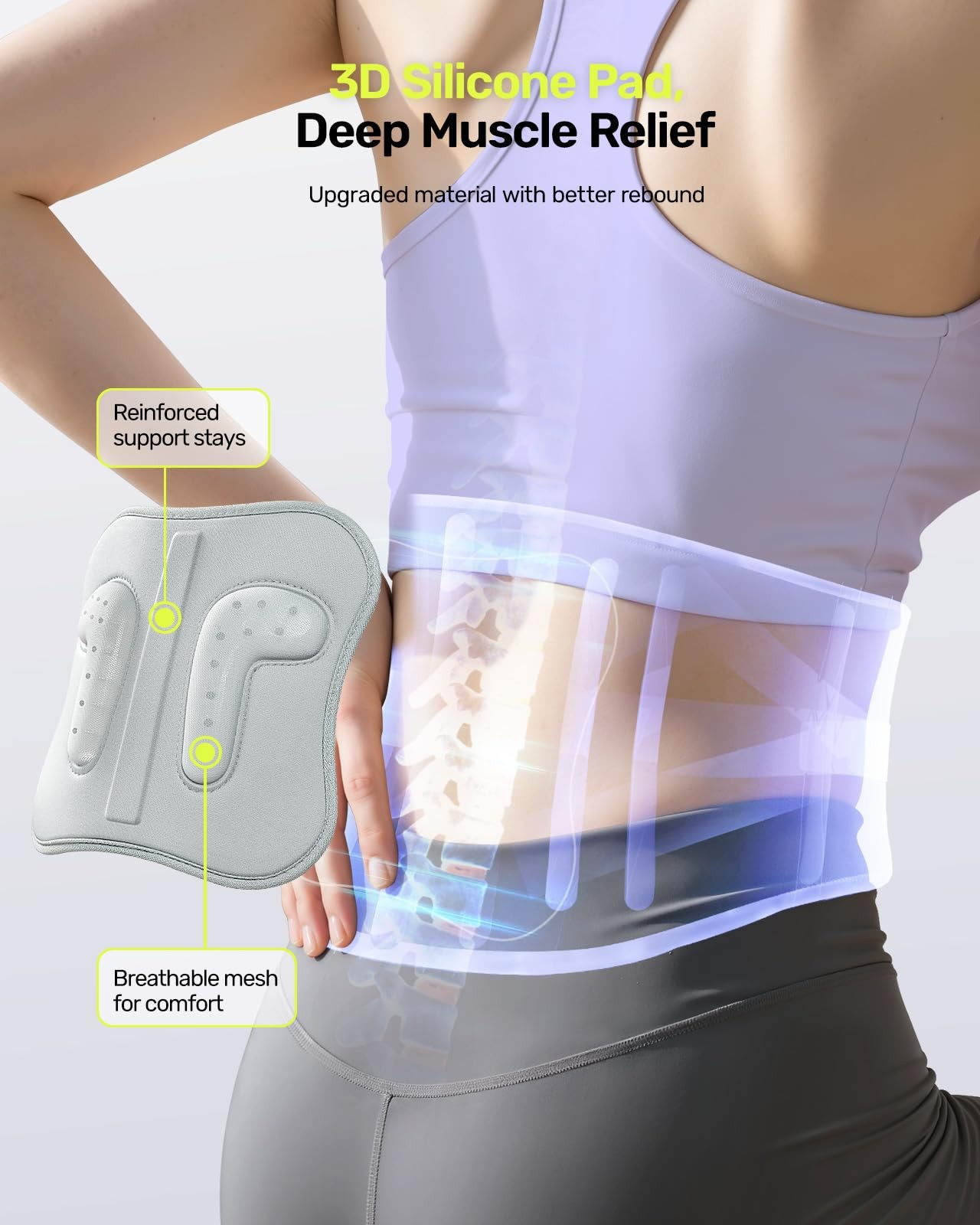 Rakiie Back Brace for Lower Pain Women Small(Waist: 27.6″-33.5″), Purple