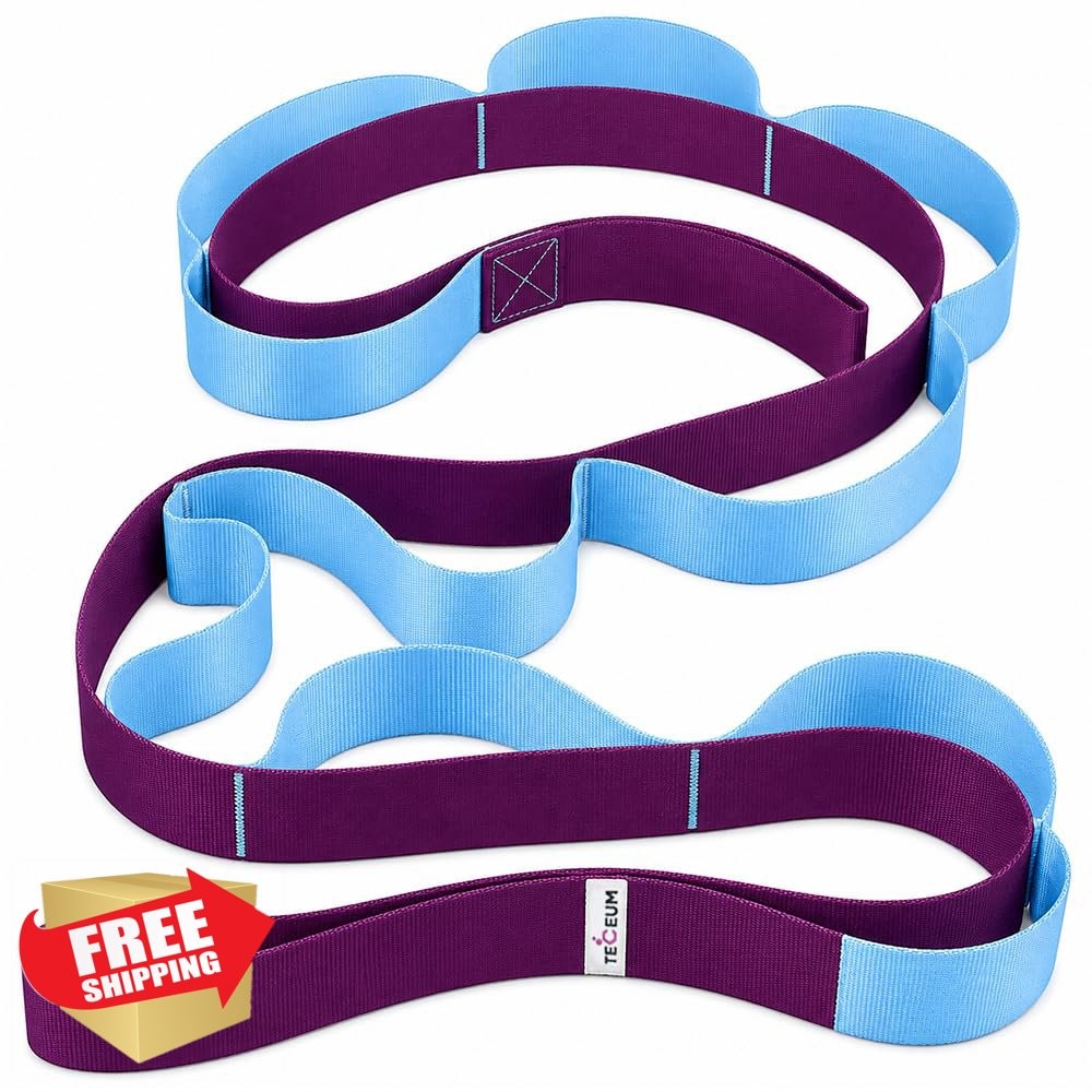 TECEUM Stretching Strap with 10 Loops for Physical Therapy and Rehab | Non-El…