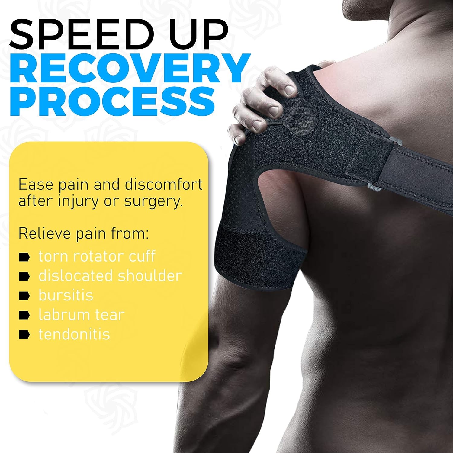 Sixora Shoulder Brace Adjustable Shoulder Strap (Black) Regular Size 30″-40″
