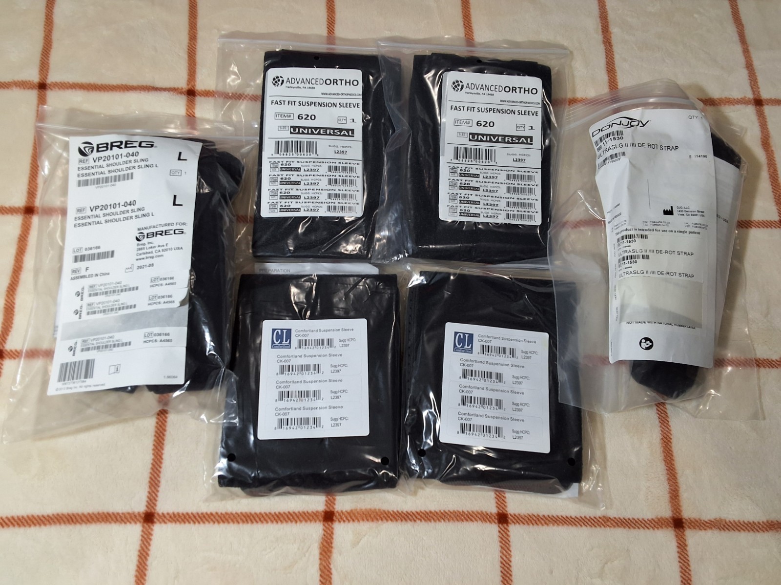 Lot Orthopedic Care Recovery Rehab Items Suspension Sleeve, Shoulder Sling, Etc.