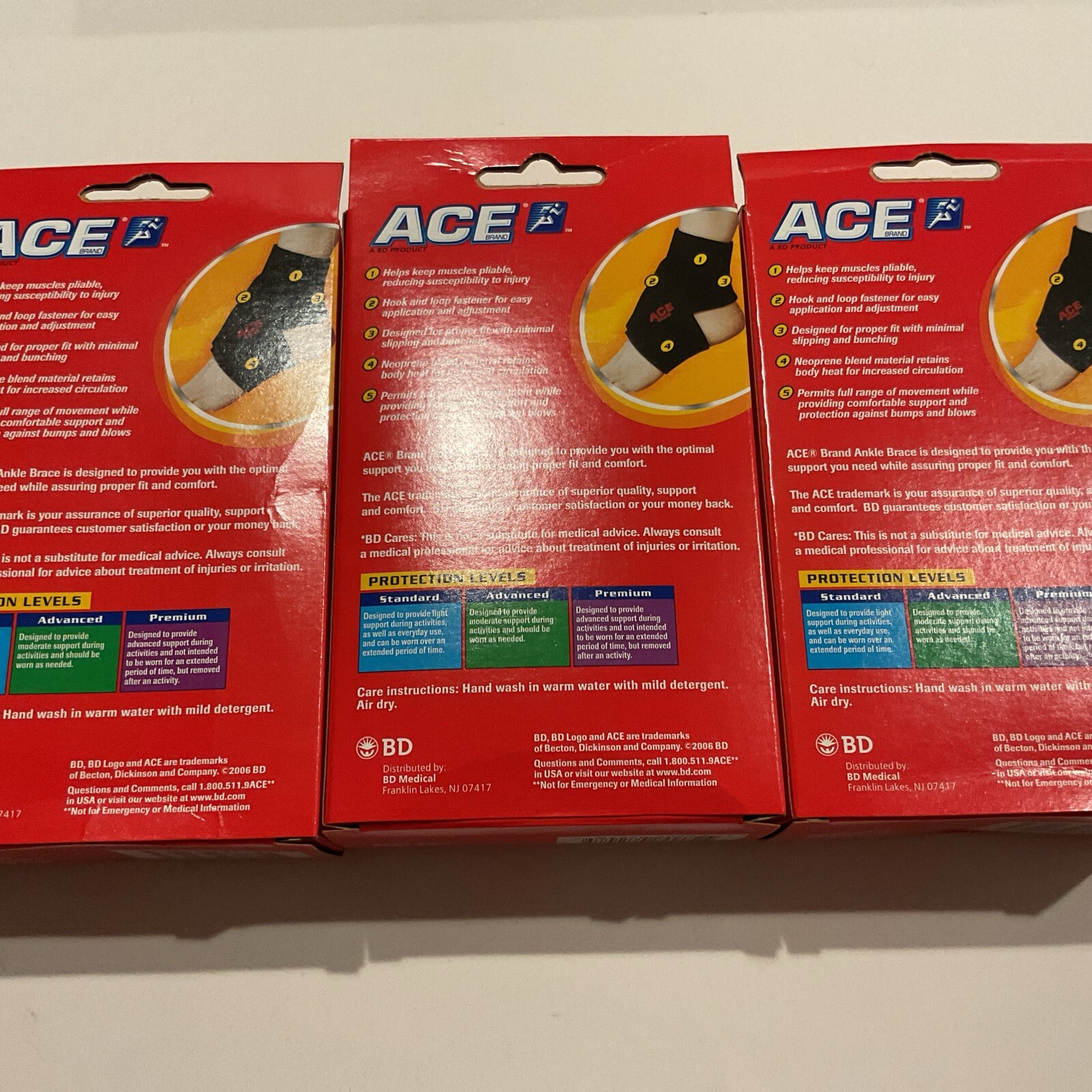 ACE ANKLE BRACES LEFT OR RIGHT ADJUSTABLE STANDARD SUPPORT # 207248