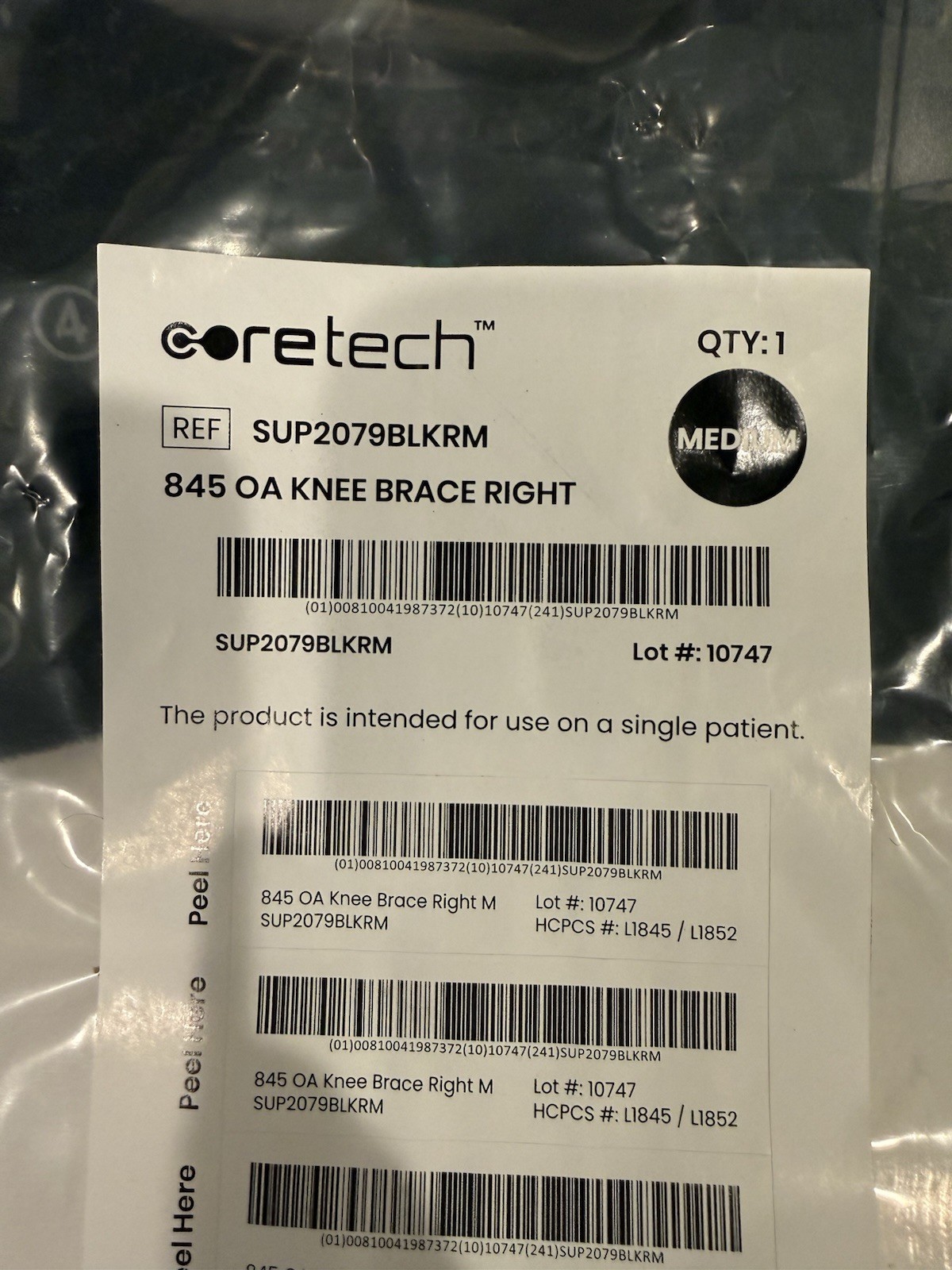 NEW Coretech 845 OA Right Side KNEE BRACE MEDIUM w/ Extension Angle Adjusters