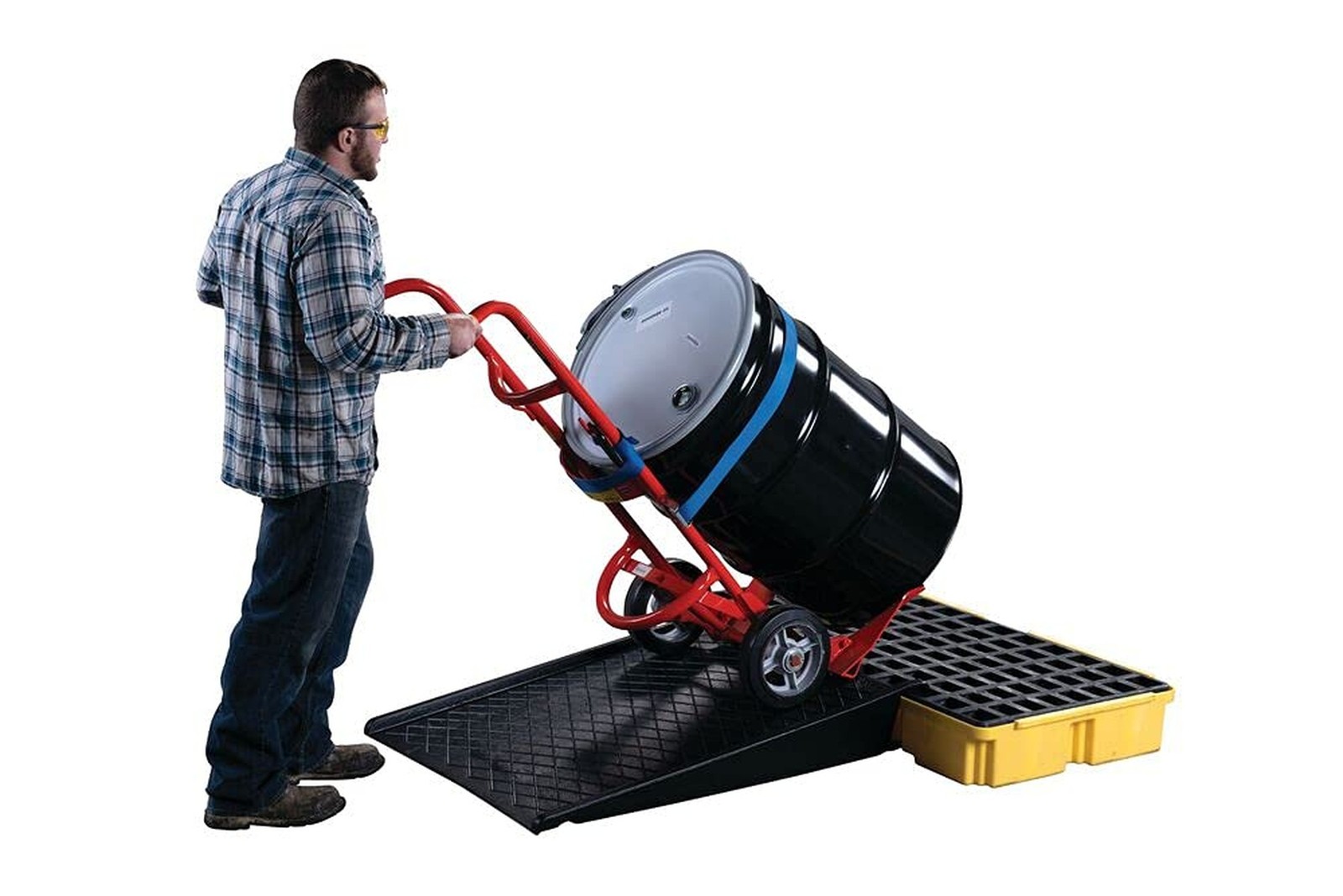 Eagle 2 Drum Spill Platform with Drain and Forklift Pockets, 26.25″x51″x6.5″,…