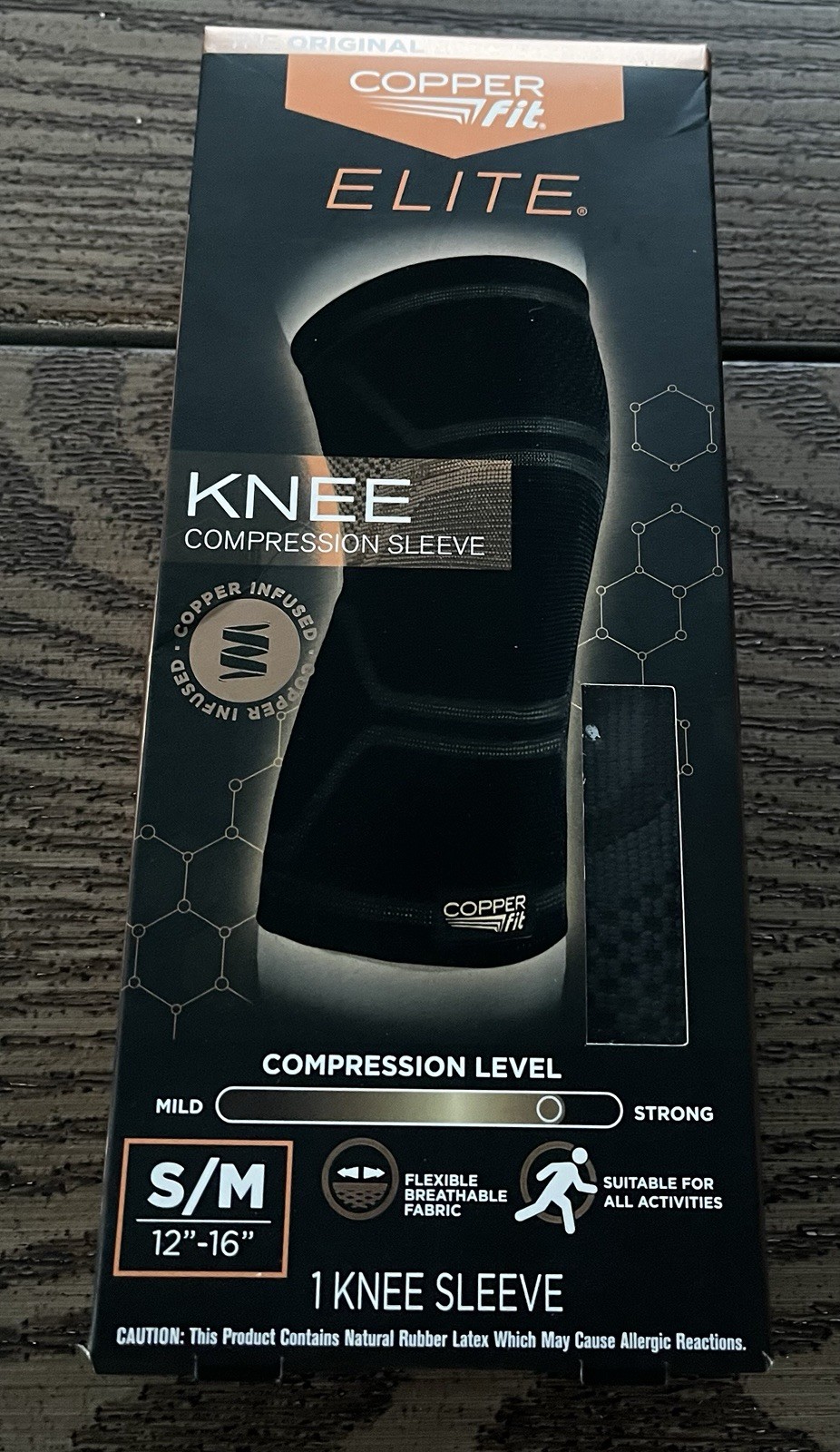 Elite Copper Fit Knee Compression Sleeve Small Medium S/M