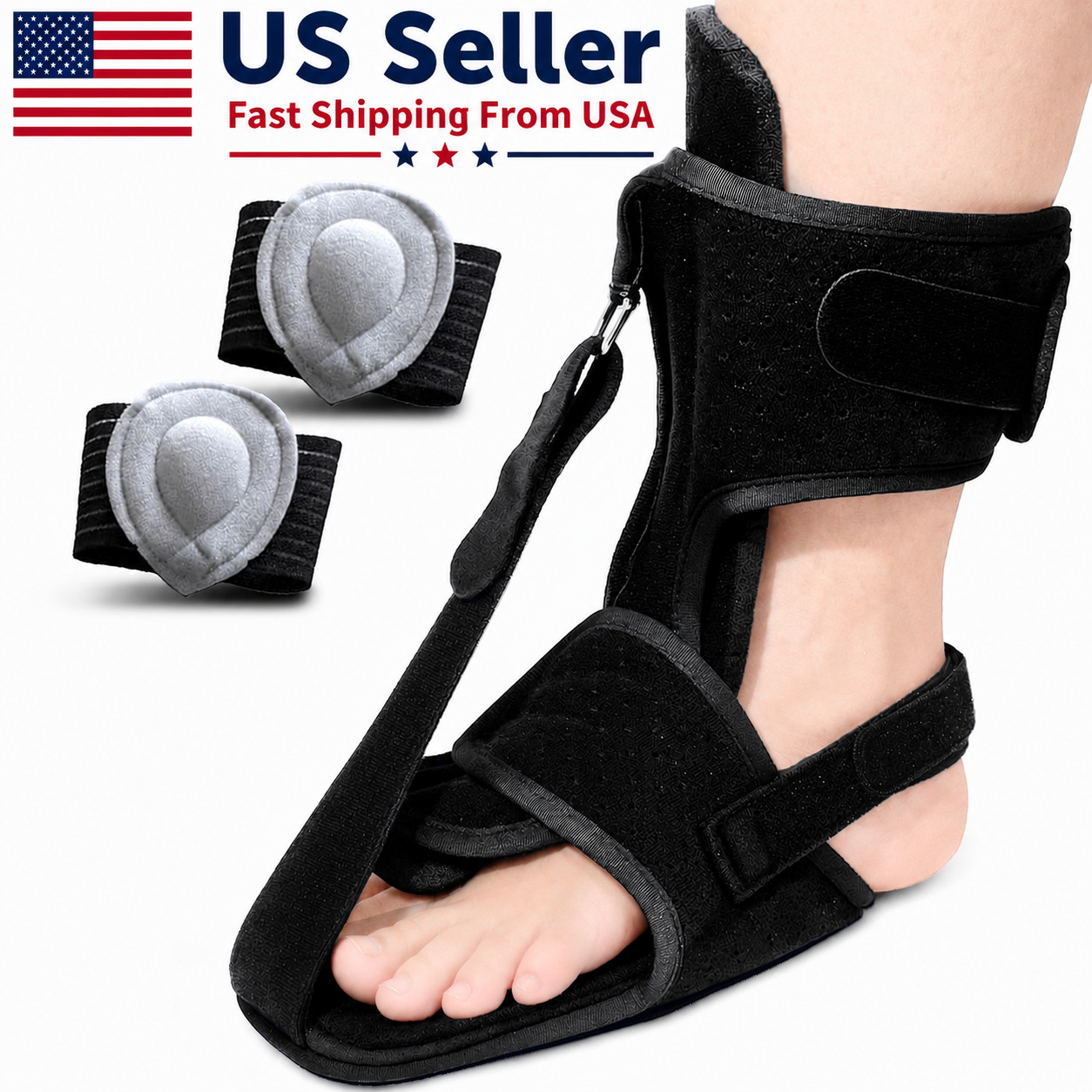 Plantar Fasciitis Night Splint Adjustable Foot Drop Ankle Brace Support Toe Pain