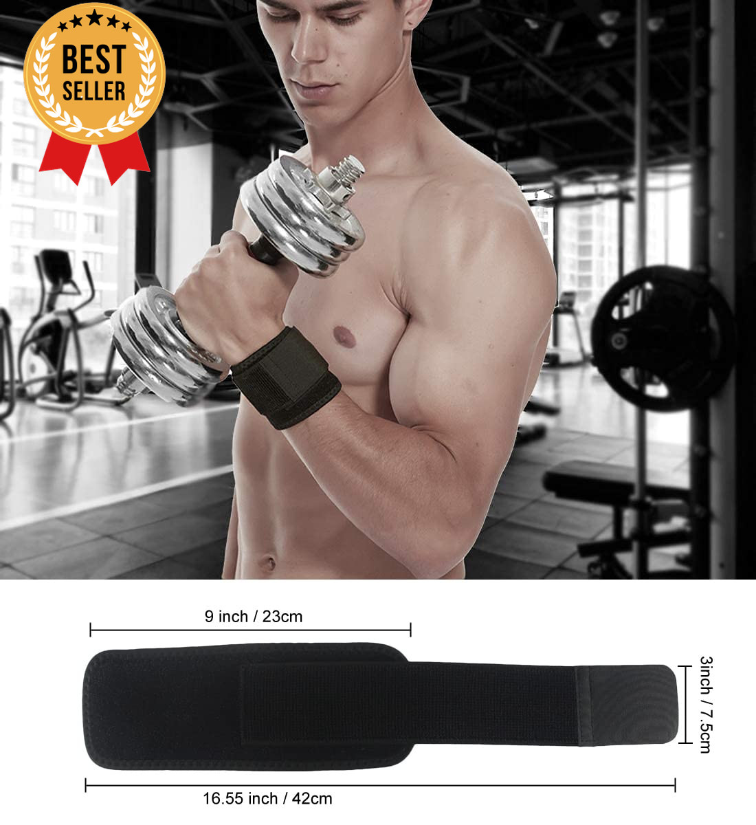 2-Pack Adjustable Wrist Brace Support Straps for Fitness Weightlifting Black