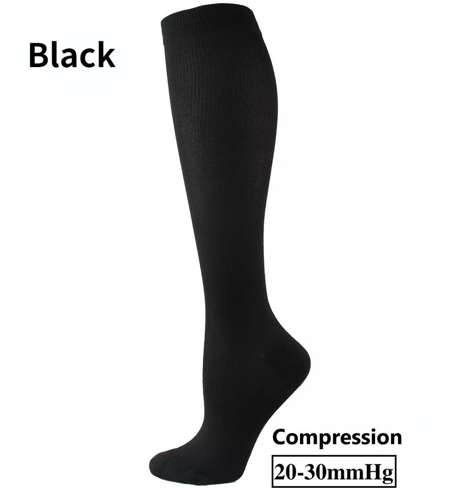3 Pairs Fun Black/Beige compression socks for womens/Mens Size 10-13 20-30mmhg