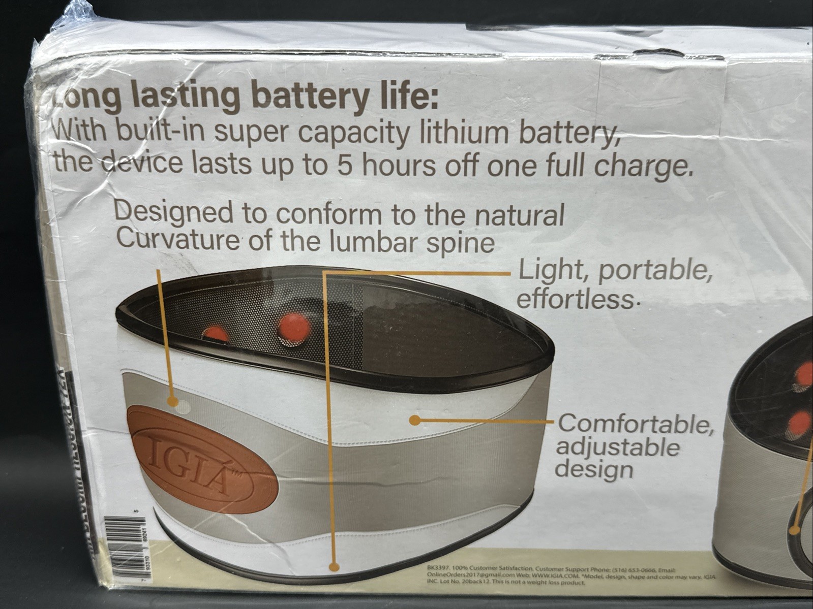 BACKOSAGE Cordless Inflatable Decompression Back Massage Belt Hot Cold Air NIB
