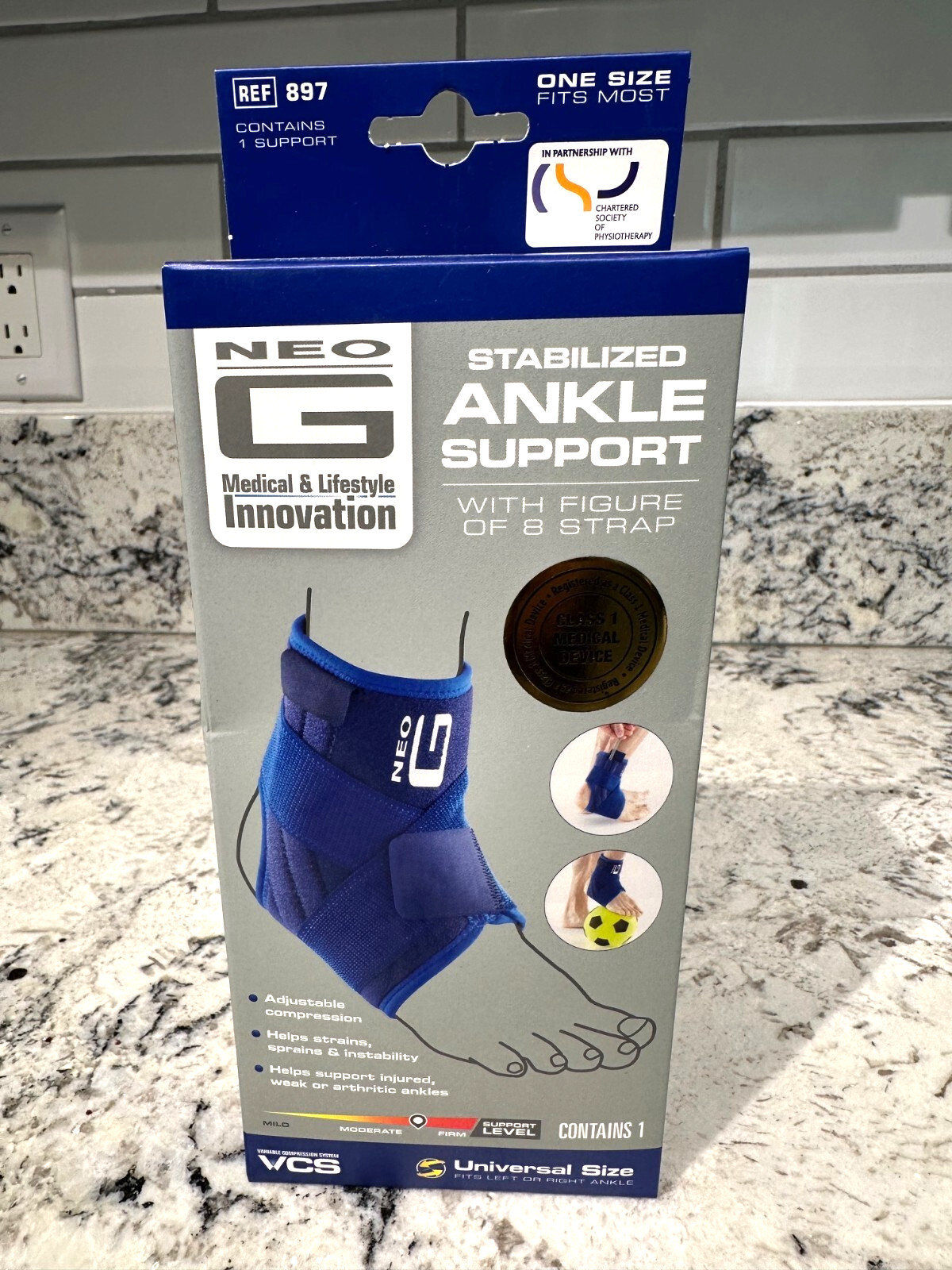 NEO-G Stabilized Ankle Support With Adjustable Figure 8 Strap Universal Size NEW
