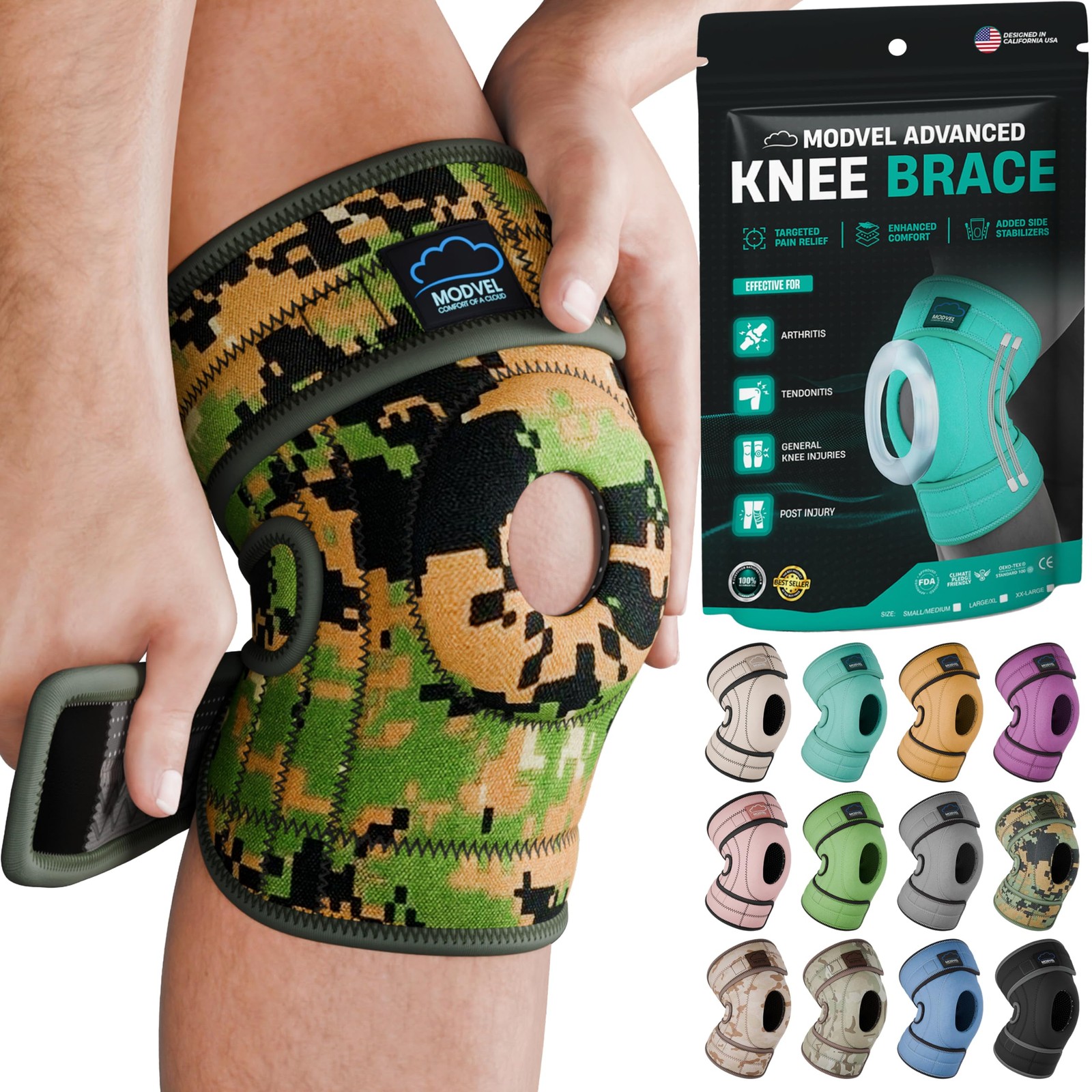 Modvel ELITE Knee Brace for Men and Women – Patella Gel Pads and Side Stabili…