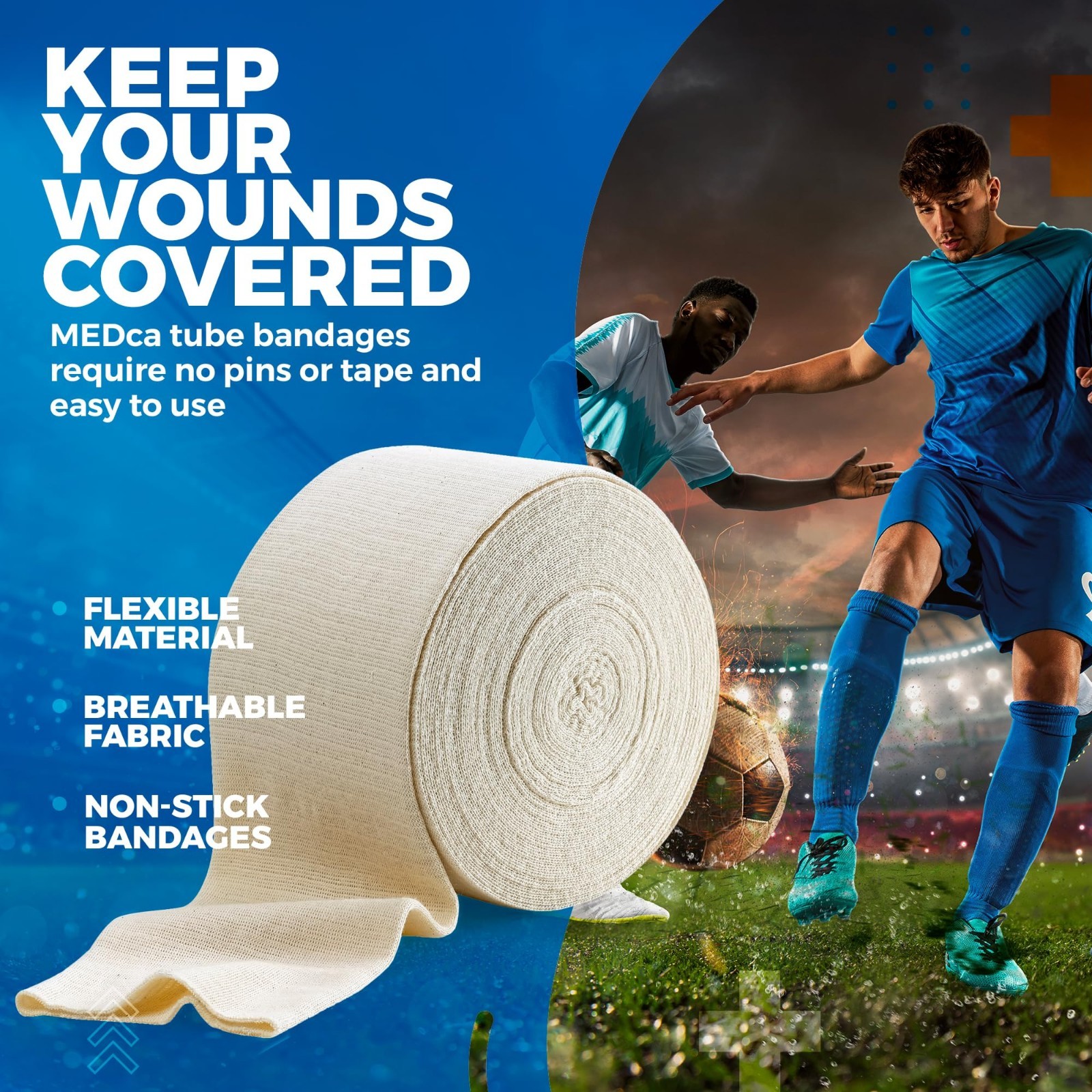 Elastic Tubular Support Bandage 10M – Natural Color, 3.5″ x 33ft for Knee & Thig