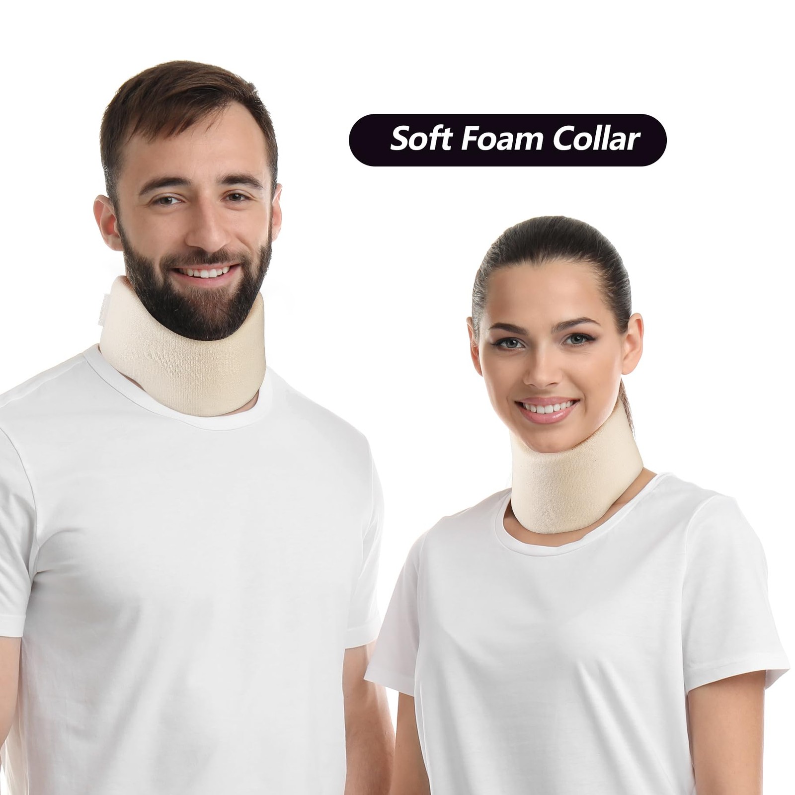 Soft Foam Neck Brace Universal Cervical Collar, Adjustable Large, White