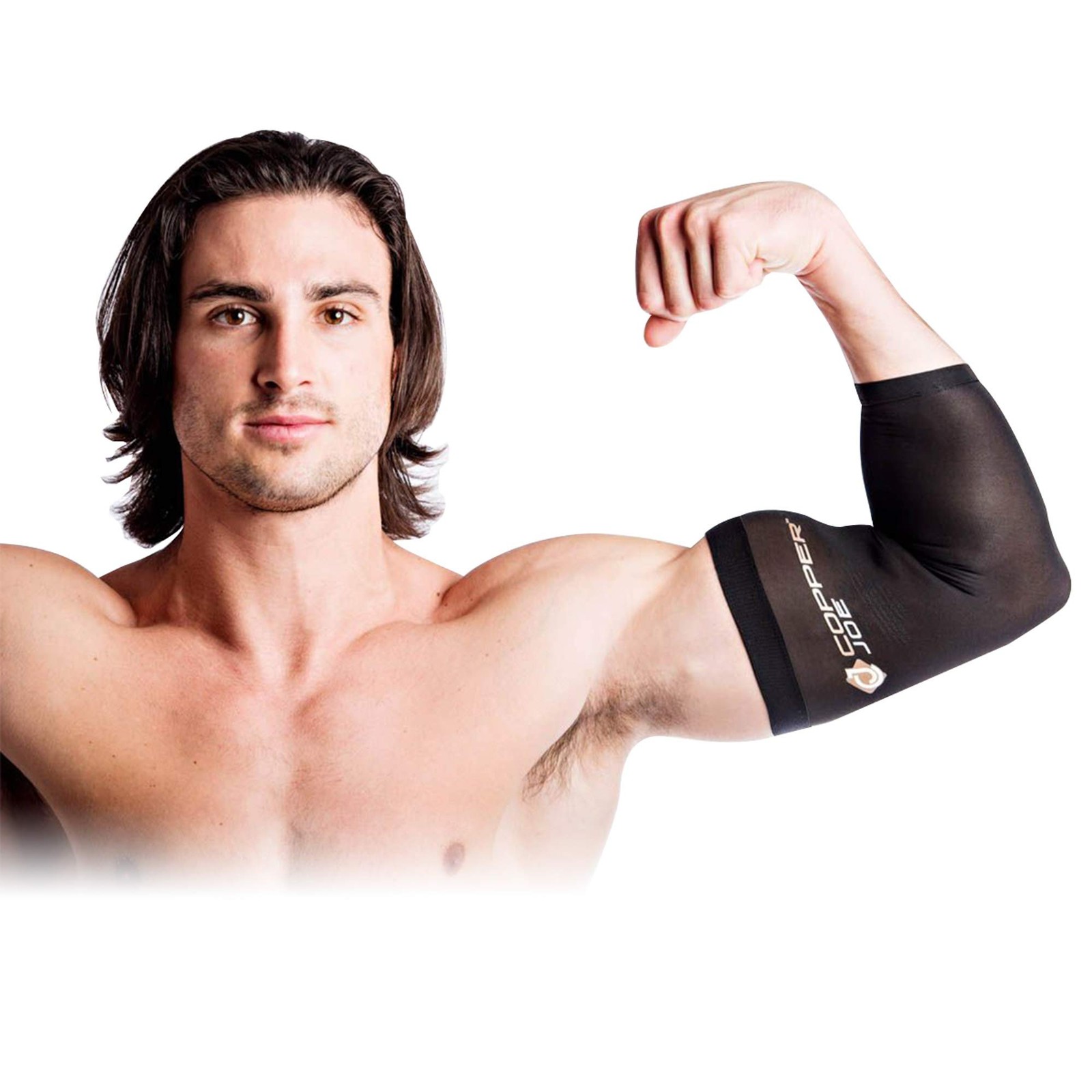 Copper Joe 2 Pack Recovery Elbow Compression Sleeve – Medium (1 Pair), Black