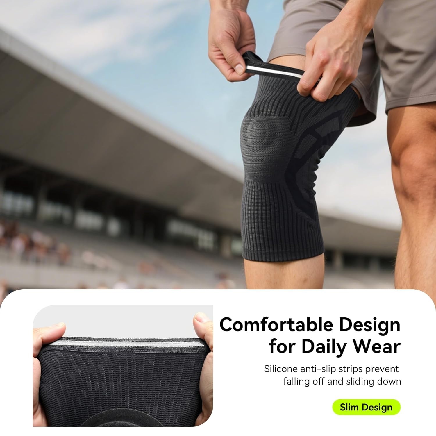 Compression Knee Sleeve with Patella Gel Pad & Side Stabilizers Knee Brace M/W