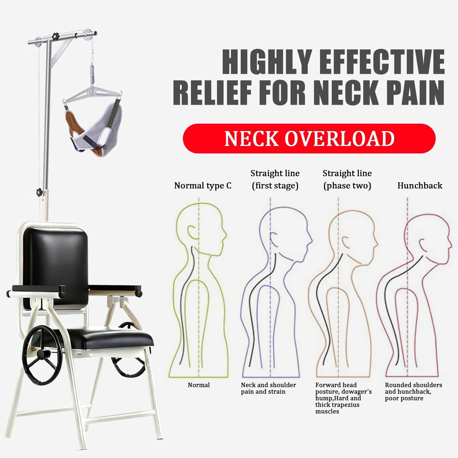 Professional Cervical Traction Device & Neck Stretcher Chair – Adjustable Hom…