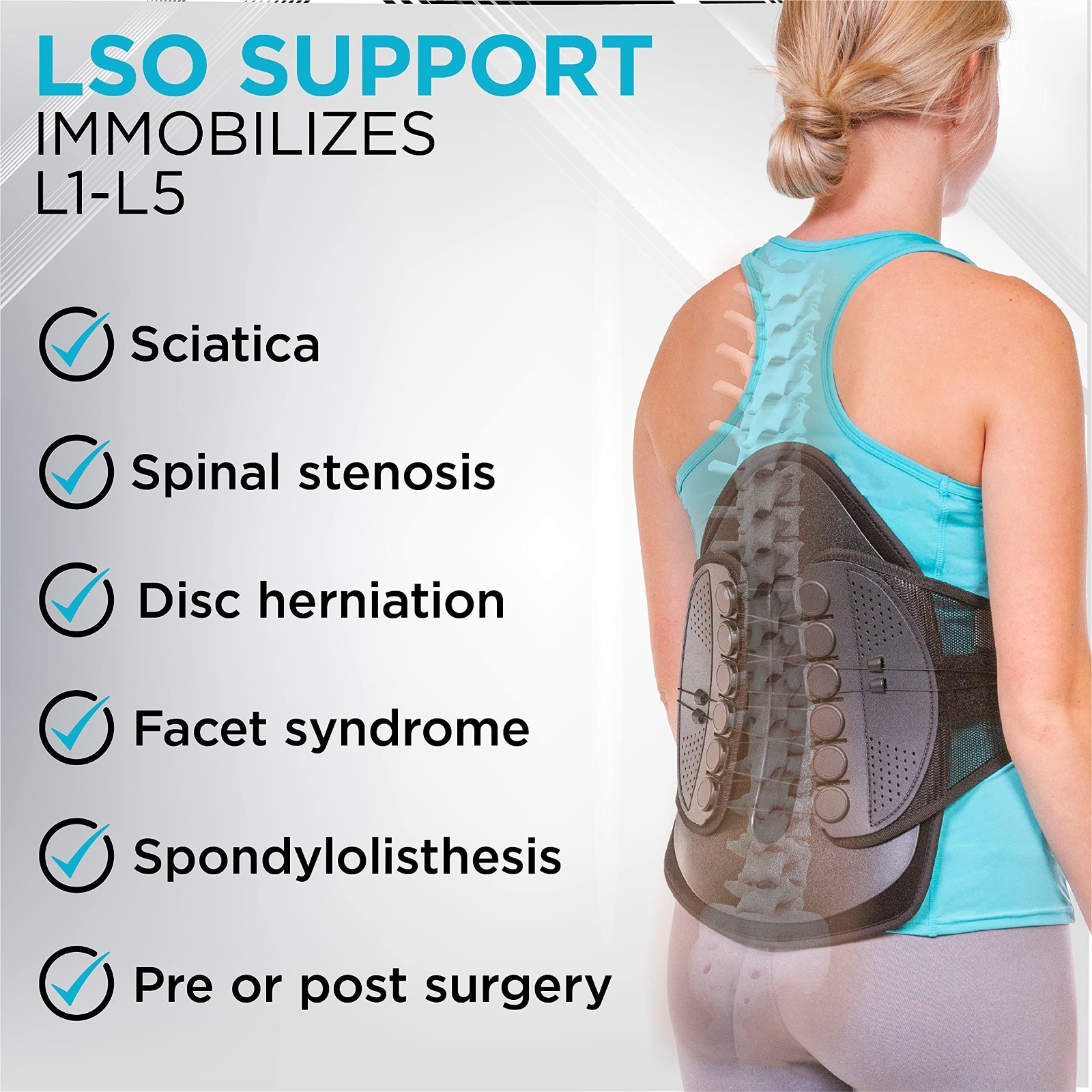 Adjustable Lumbar Decompression Back Brace – Semi-Rigid Corset for Spine Surgery