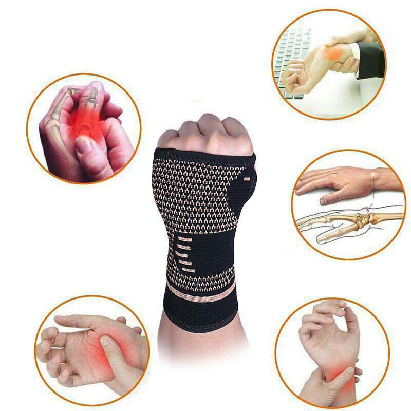 Copper Compression Wrist Support Arthritis Glove Joint Pain Relief Carpal Tunnel