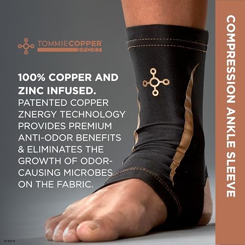 Tommie Copper Ankle Compression Sleeve L/XL, 4D Stretch & Non-Slip, Black