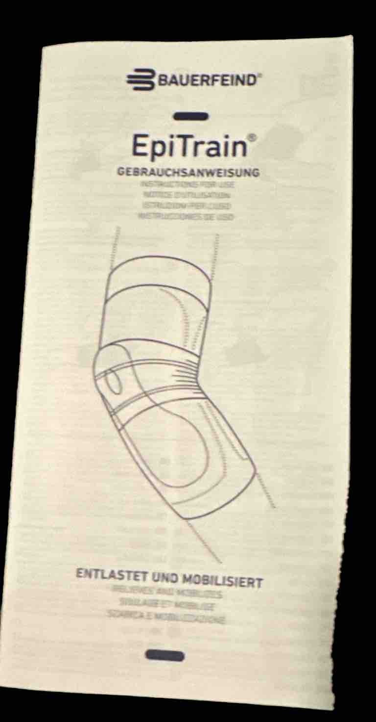 Bauerfeind EpiTrain Elbow Brace~Size 4~Elbow Pain Support Germany Blu/Black NEW!