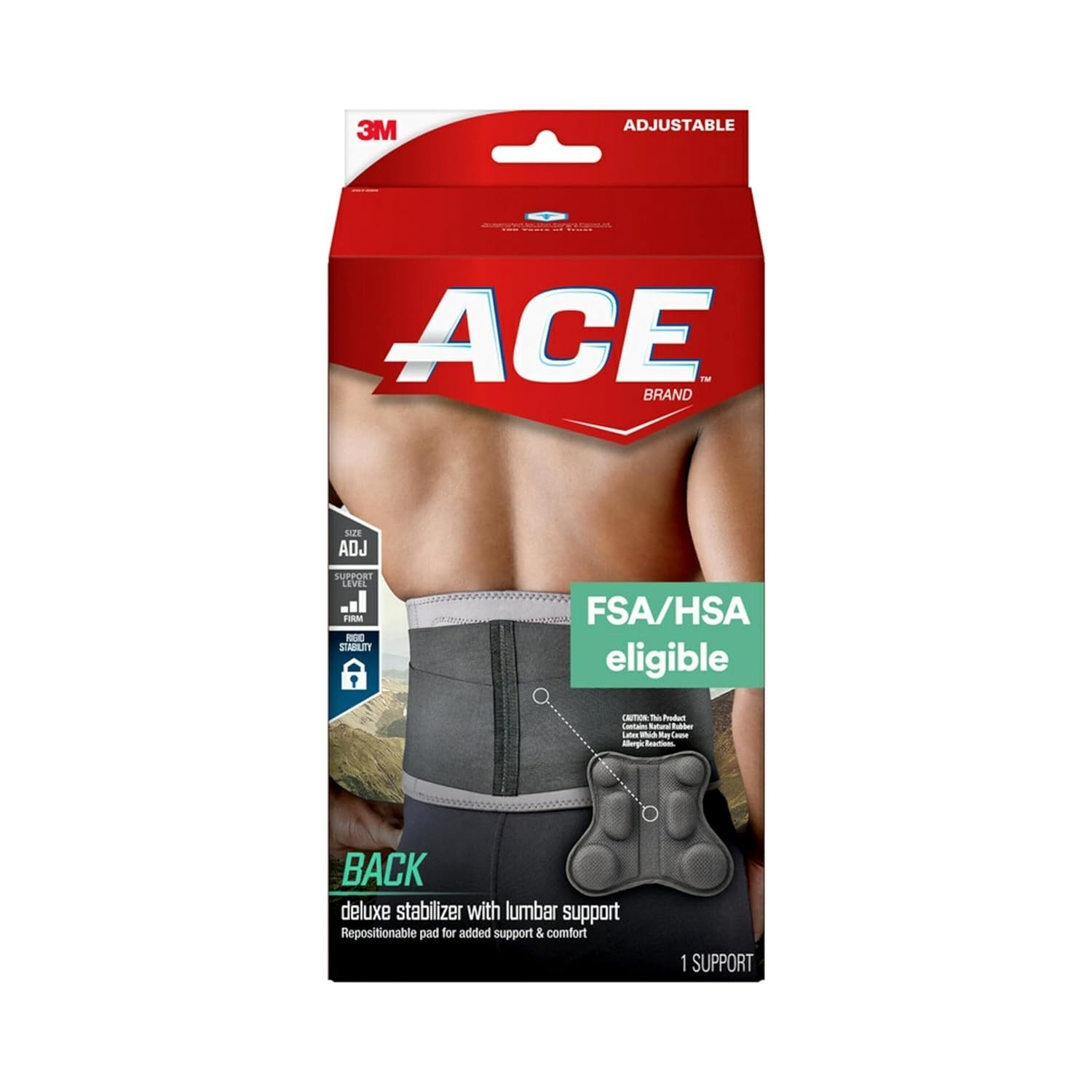 3M ACE Deluxe Back Stabilizer With Lumbar Support, Adjustable