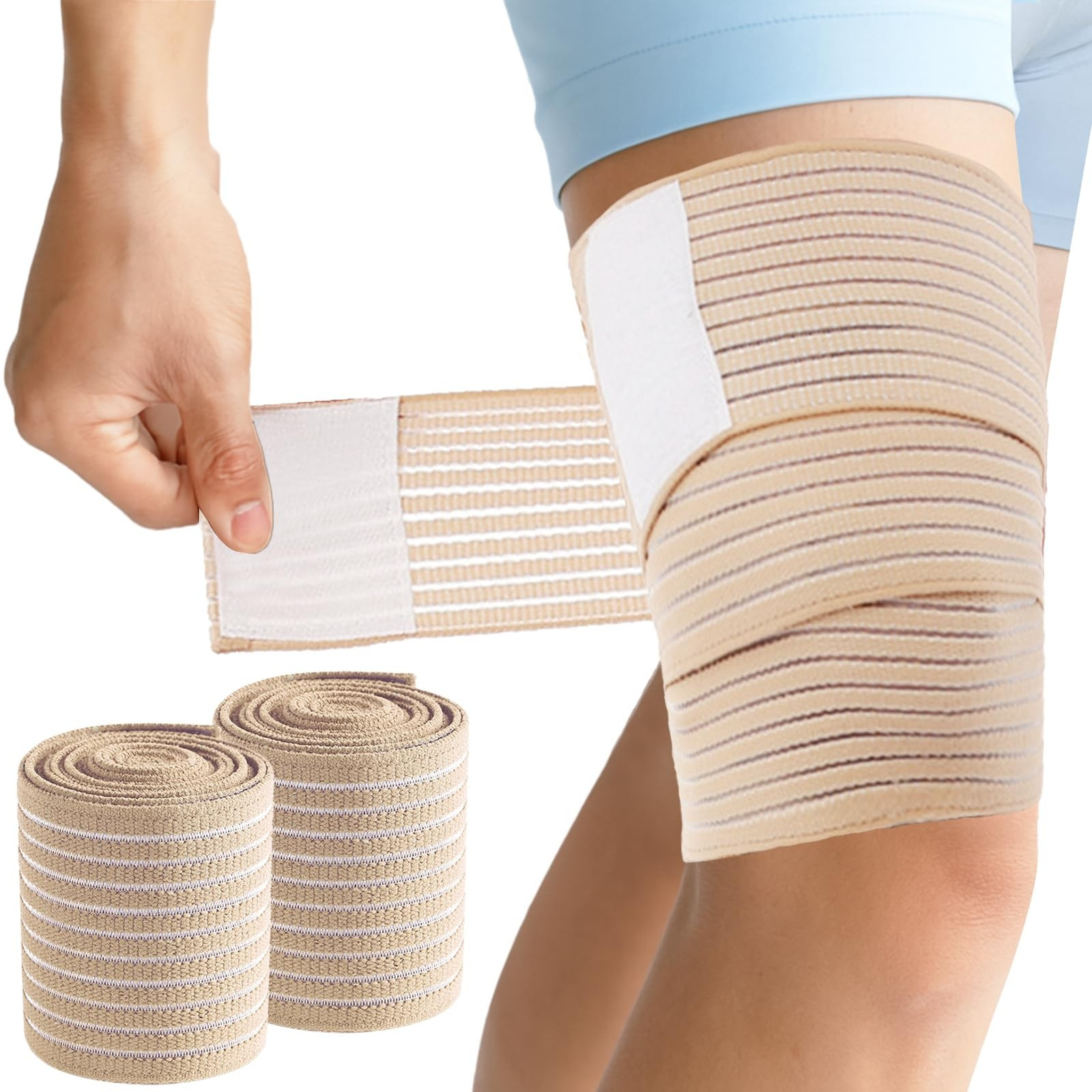 2 PCS Thigh Hamstring Compression Sleeve, Adjustable Thigh Compression Wraps For