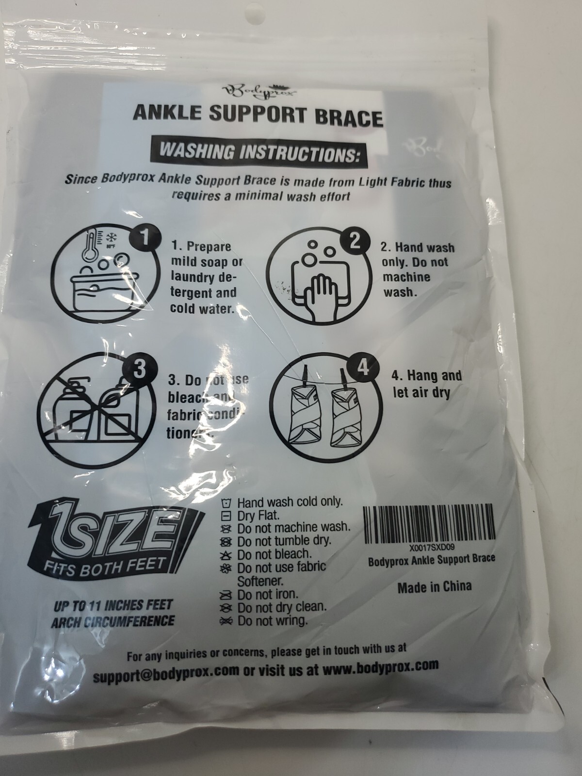 Bodypros Adjustable Relieve Pain Open Heel Ankle Support Brace Sealed 1 Size.