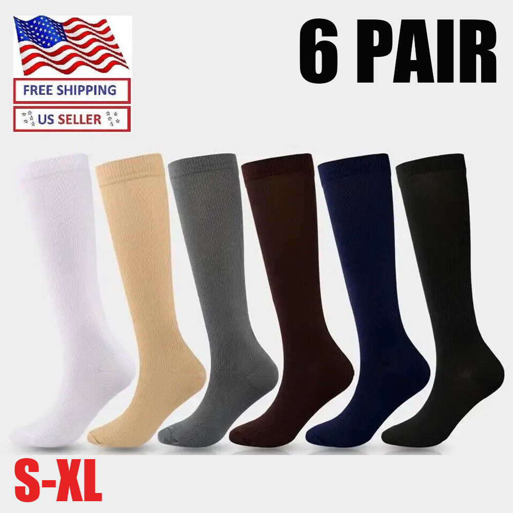 Compression Knee High Support Socks – Up to XL for Medical, Nurse, Diabetic US