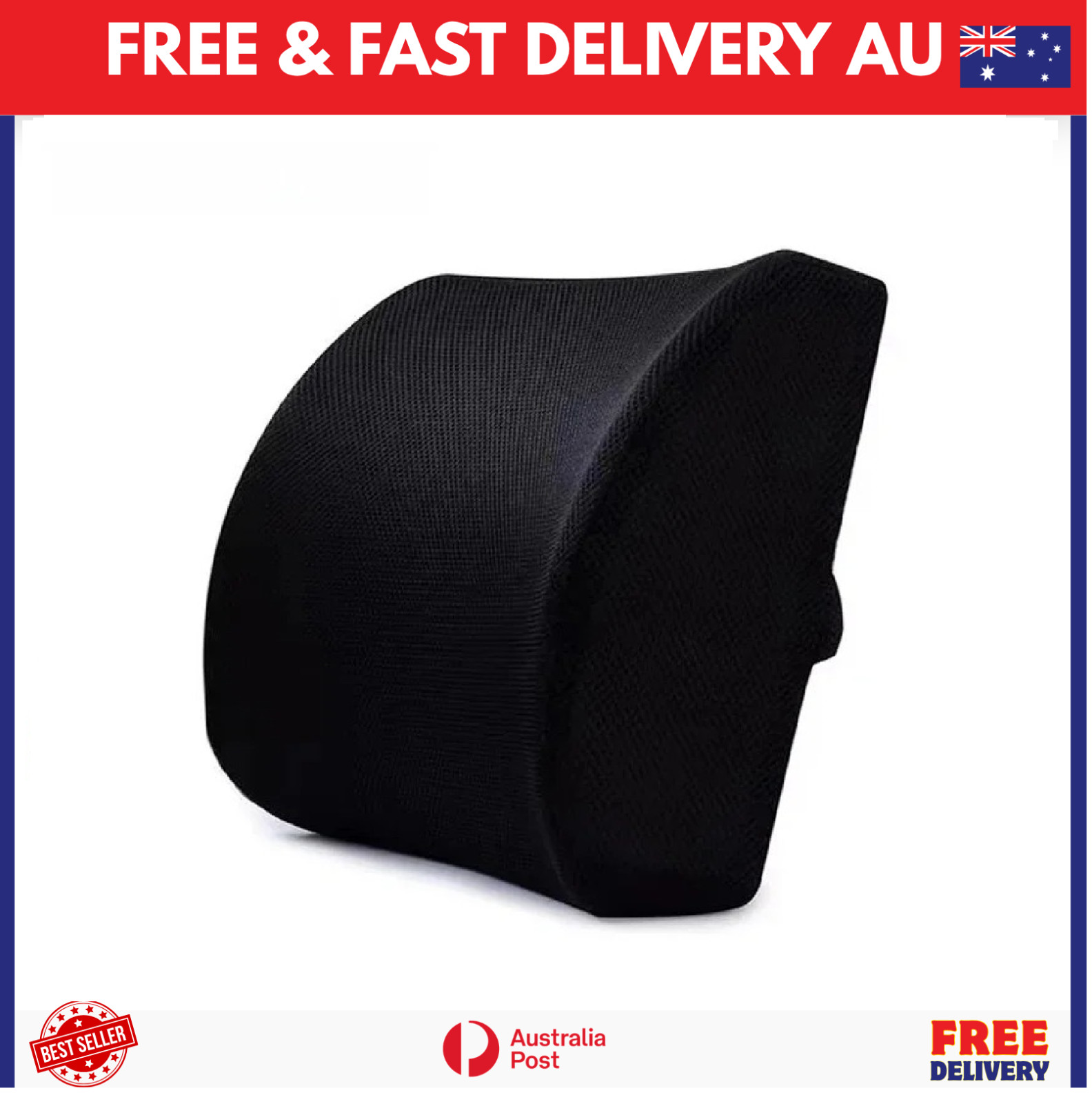 Memory Foam Lumbar Back Support Cushion Pillow Waist Home Office Car Chair Mesh