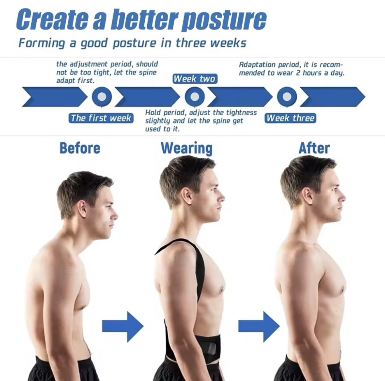 KWEEPFULL Magnetic Adjustable Posture Corrector Neoprene Black Beige Multi Size