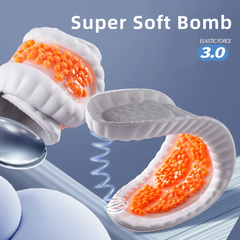 New Sport Insoles For Shoes High Elasticity Triple Shock Absorbing Sole Pad PU M
