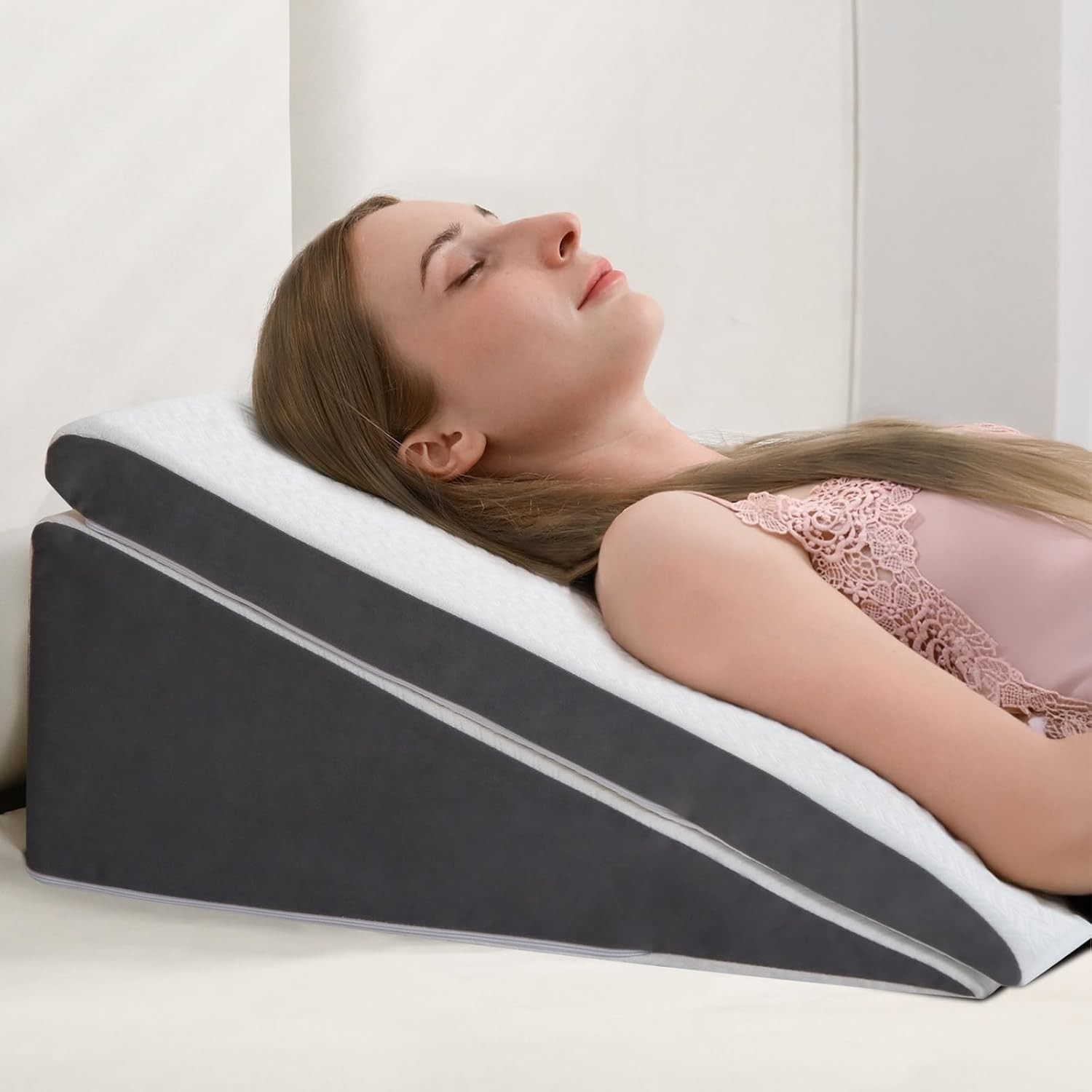 Vekkia 2-Pack Adjustable Wedge Pillow for Sleep Apnea & 24”x22”x10”, White