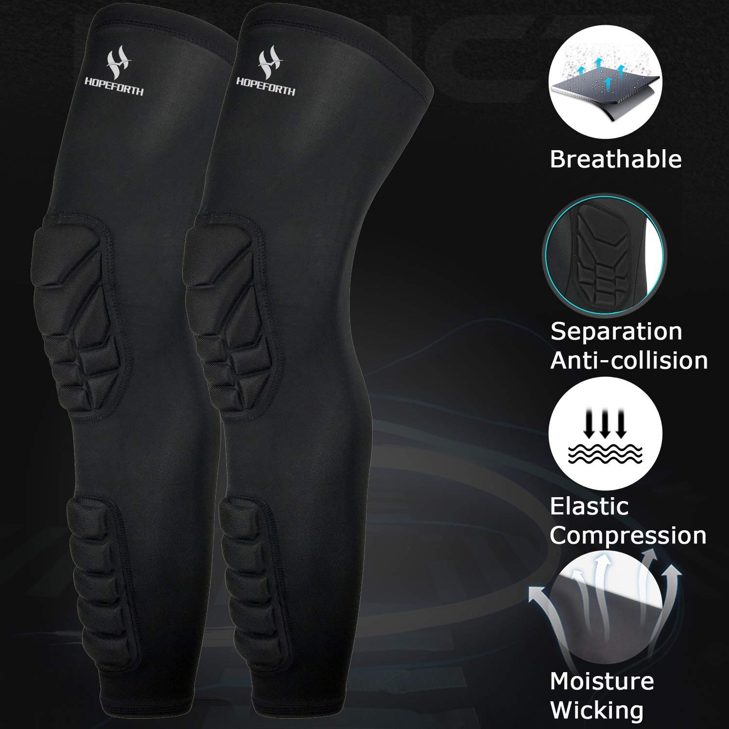 Knee Calf Padded 2 Pack Compression Leg Sleeve Thigh Sports Protective Gear S…