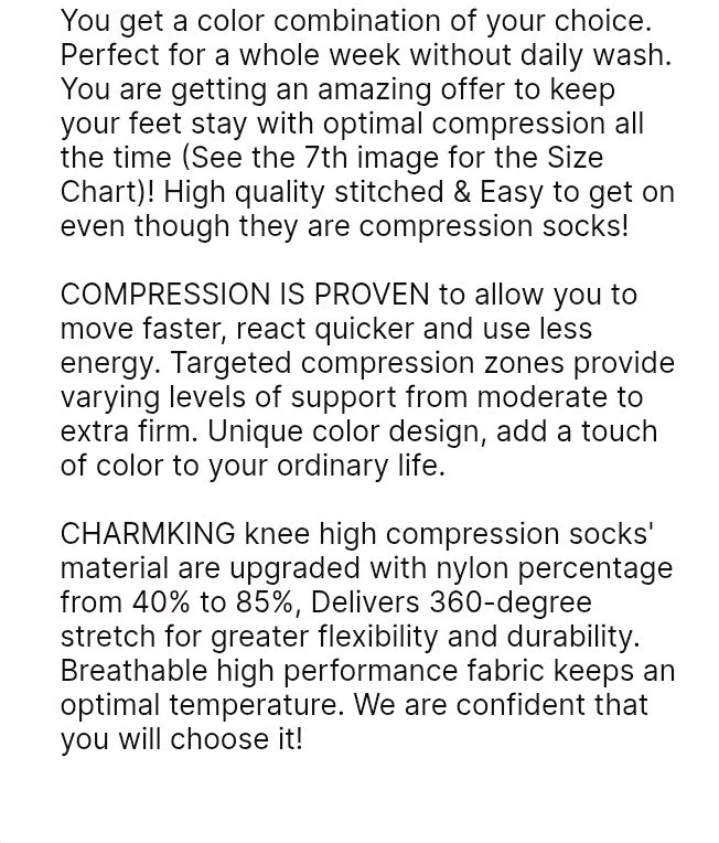 NEW Multi Color Design Unisex Women/Men Compression Socks Size L/XL 15/20 Mmhg