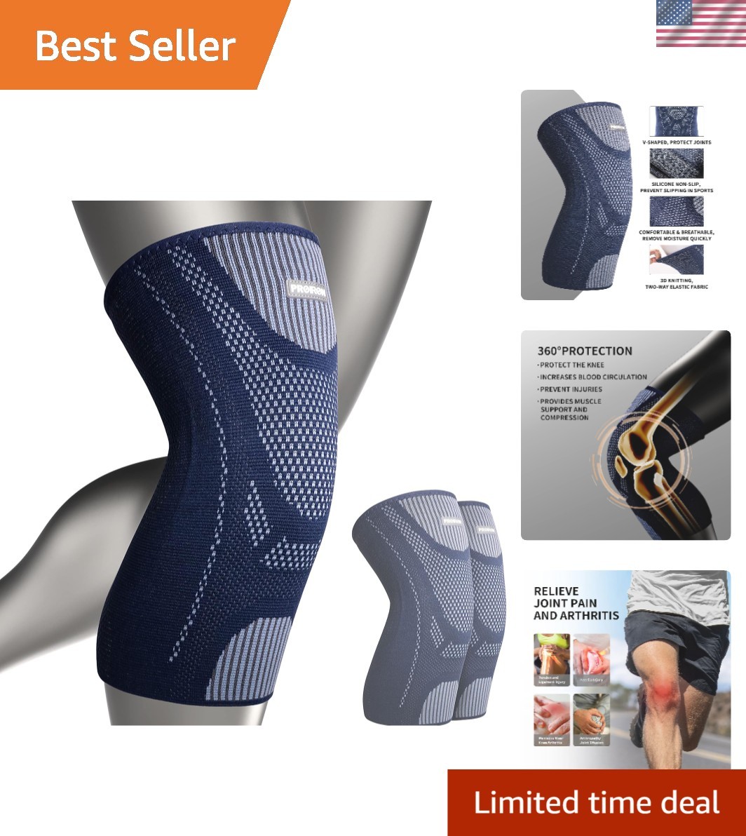360° Protection Knee Pads for Sports, Medium Compression Sleeves – Pair Pack