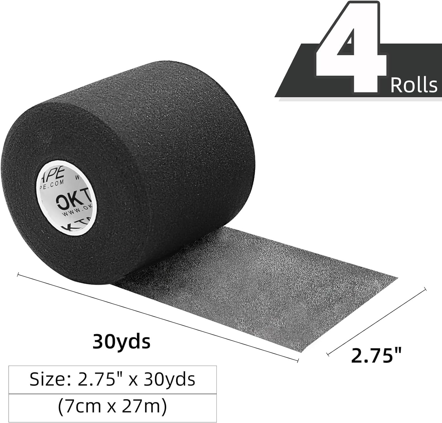 Pre Wrap Tape (4-Rolls) – Athletic Foam Underwrap for Sports, Protect for Ankles