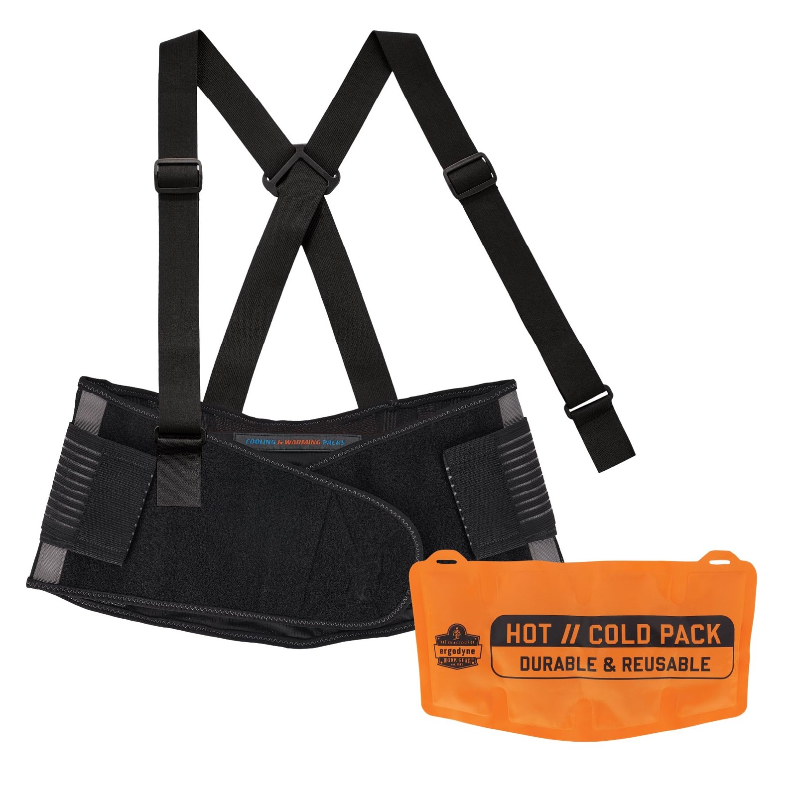 Proflex 1675 Back Support Brace Belt with Warming and Cooling Pack Support
