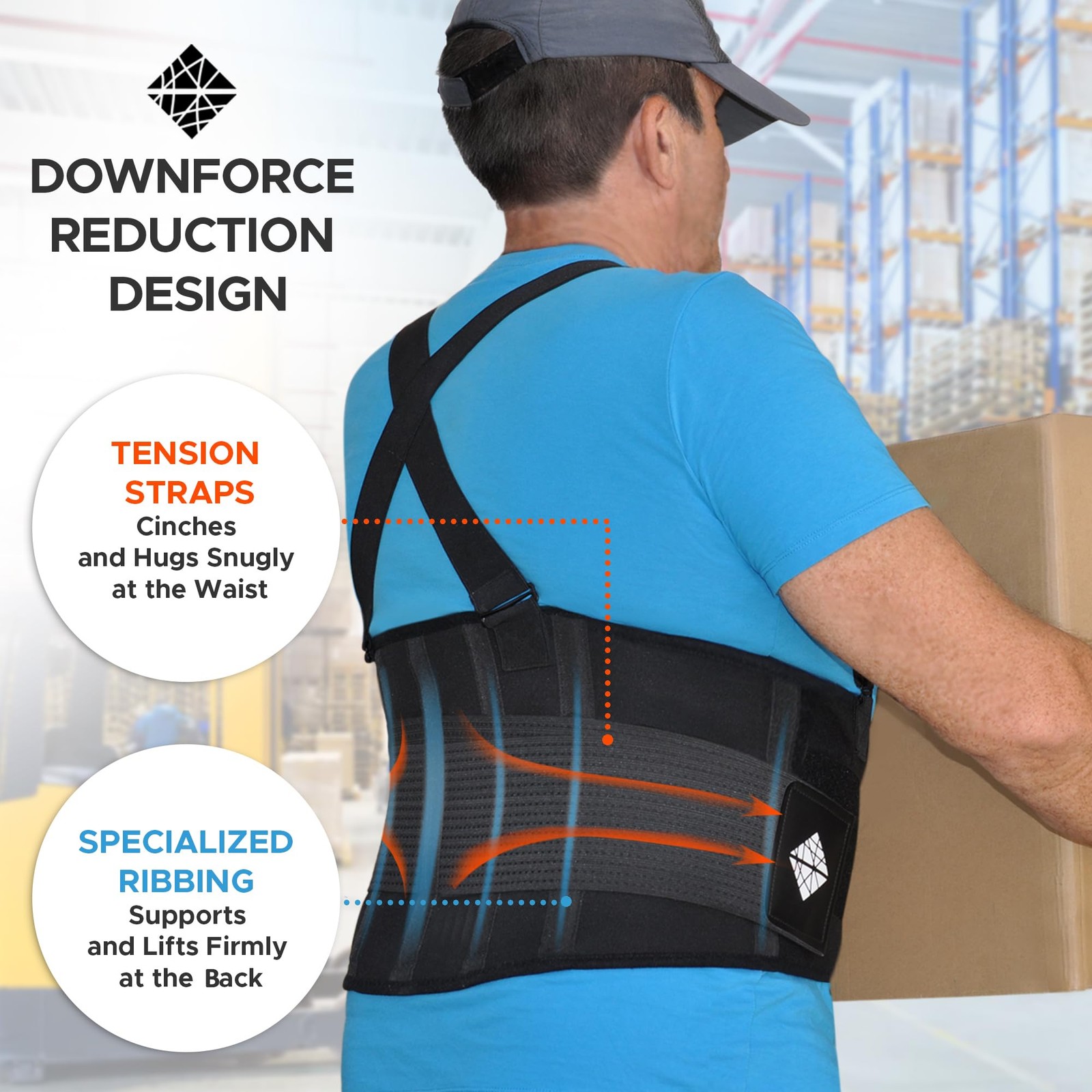 Lower Back Brace with Suspenders | Support X-Large (Pack of 1), Black