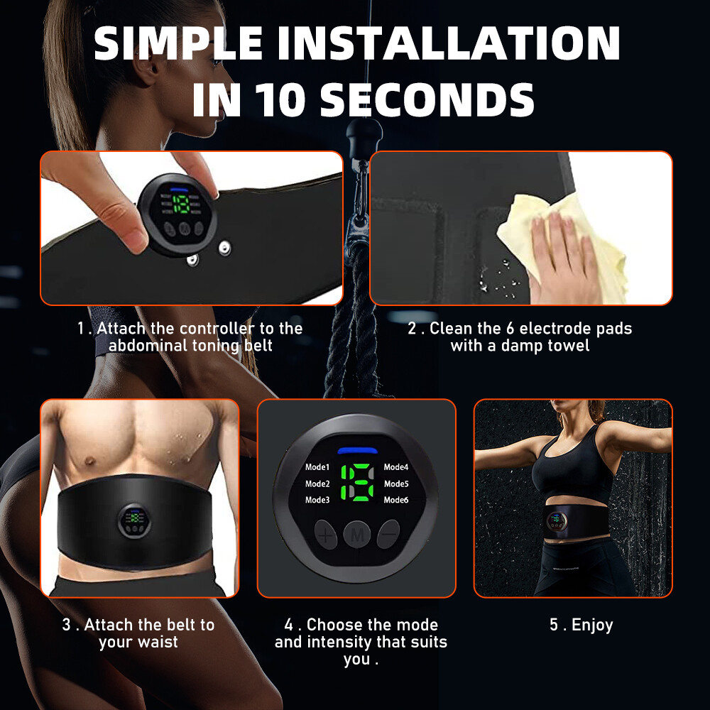 Abdominal EMS Muscle Stimulator Belt Electric ABS Fitness Toning Trainer Sticker