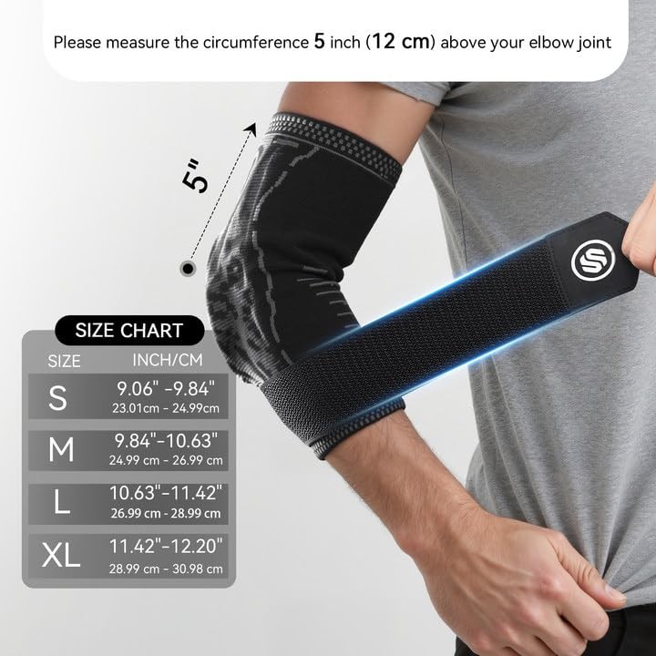 Elbow Compression Sleeve for Tendonitis , Bursitis Elbow Pad Brace – Adjustab…
