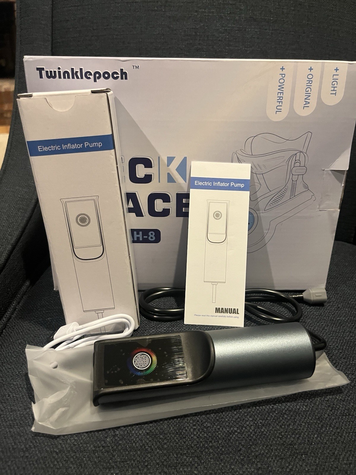 Twinklepoch Cervical Neck Traction Device Brace Adjustable HandPump(New-OpenBox)