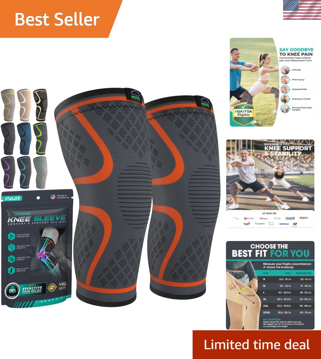 2-Pack Knee Compression Sleeves for Pain Relief & Support – All Sports