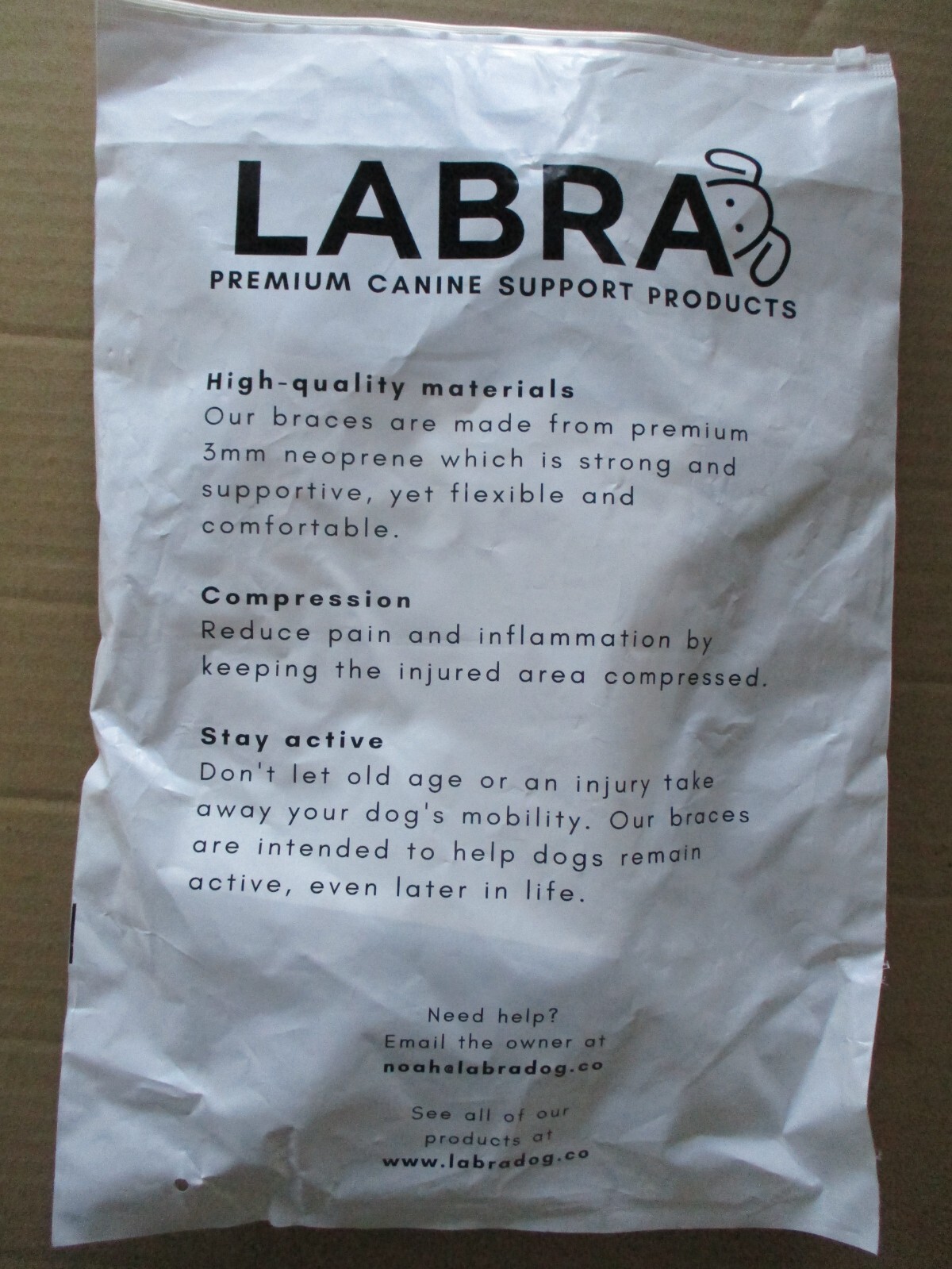 Labra Dog K9 Shoulder Elbow Callus Pain Relief Brace