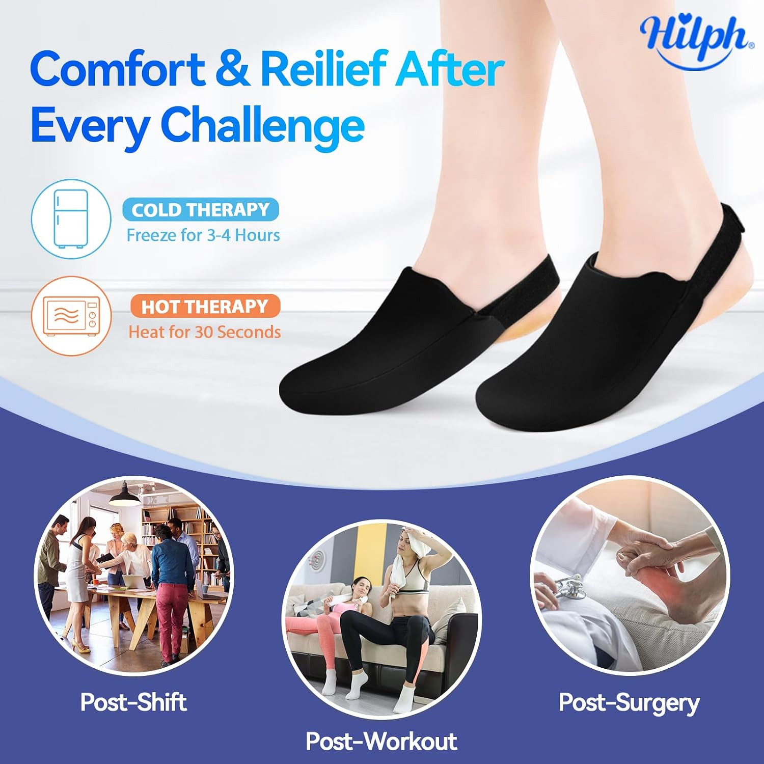 Hilph 1 Pair Foot & Toe Ice Pack Wrap for Broken Toes & Surgery Recovery, Wearab