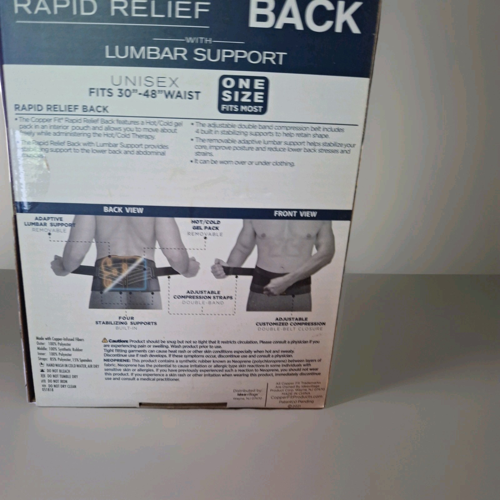 Copper Fit Rapid Relief Back Support Hot And Cold Therapy