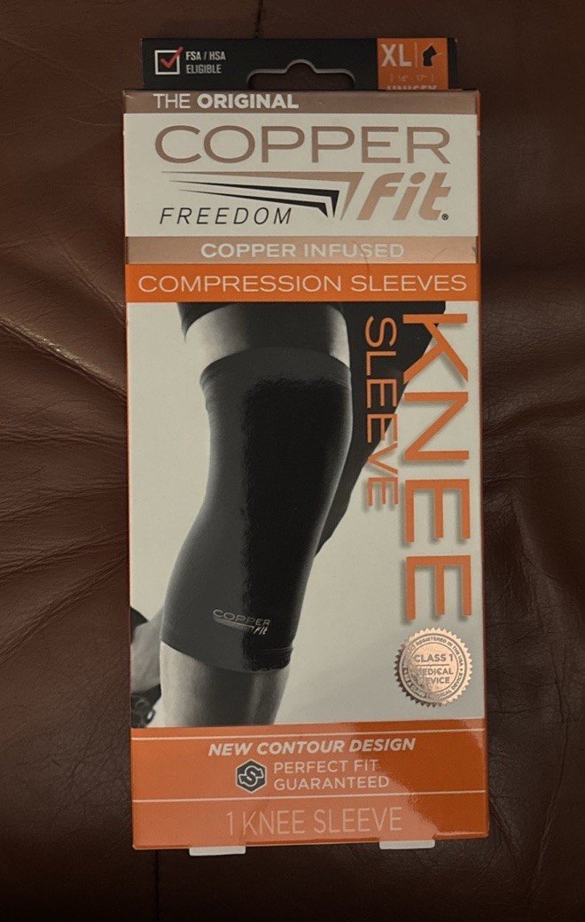 Copper Fit Freedom Copper Infused Compression Knee Sleeve – Size XL – Black