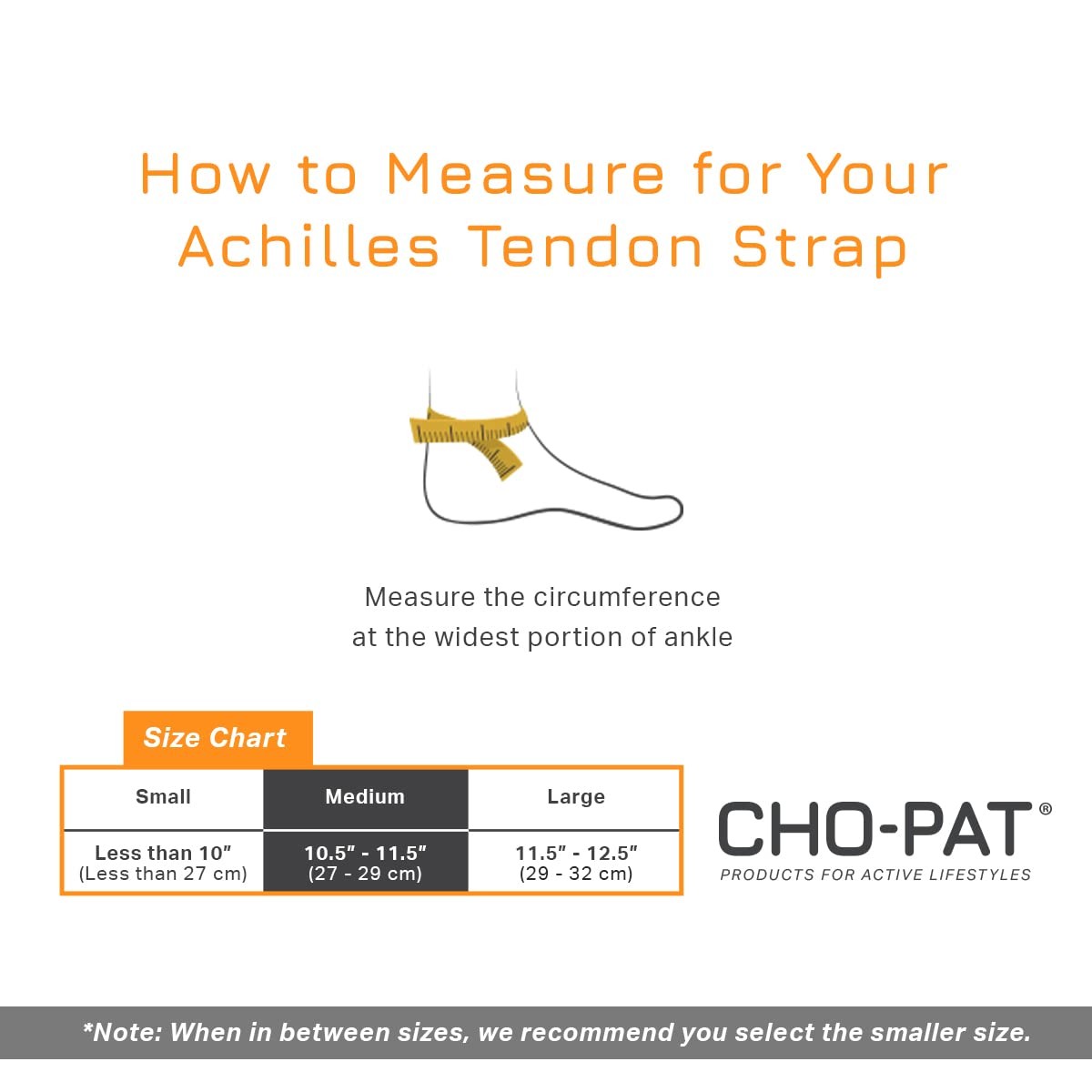 Cho-Pat Achilles Tendon Strap, Support Brace for Tendonitis Medium, Black