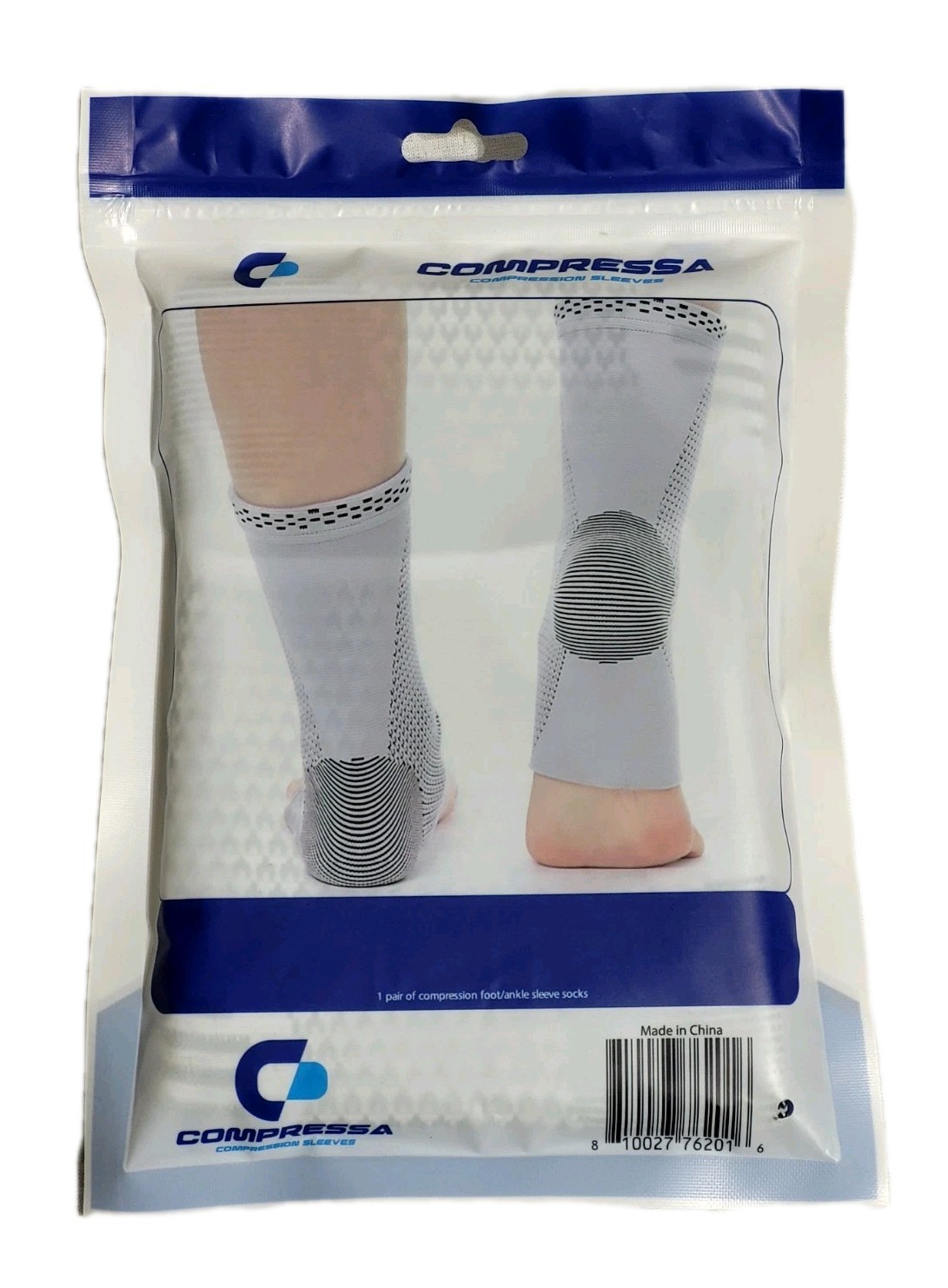 Compressa 1 Pair Foot Ankle Compression Sleeve Socks Open Toe Unisex One Size