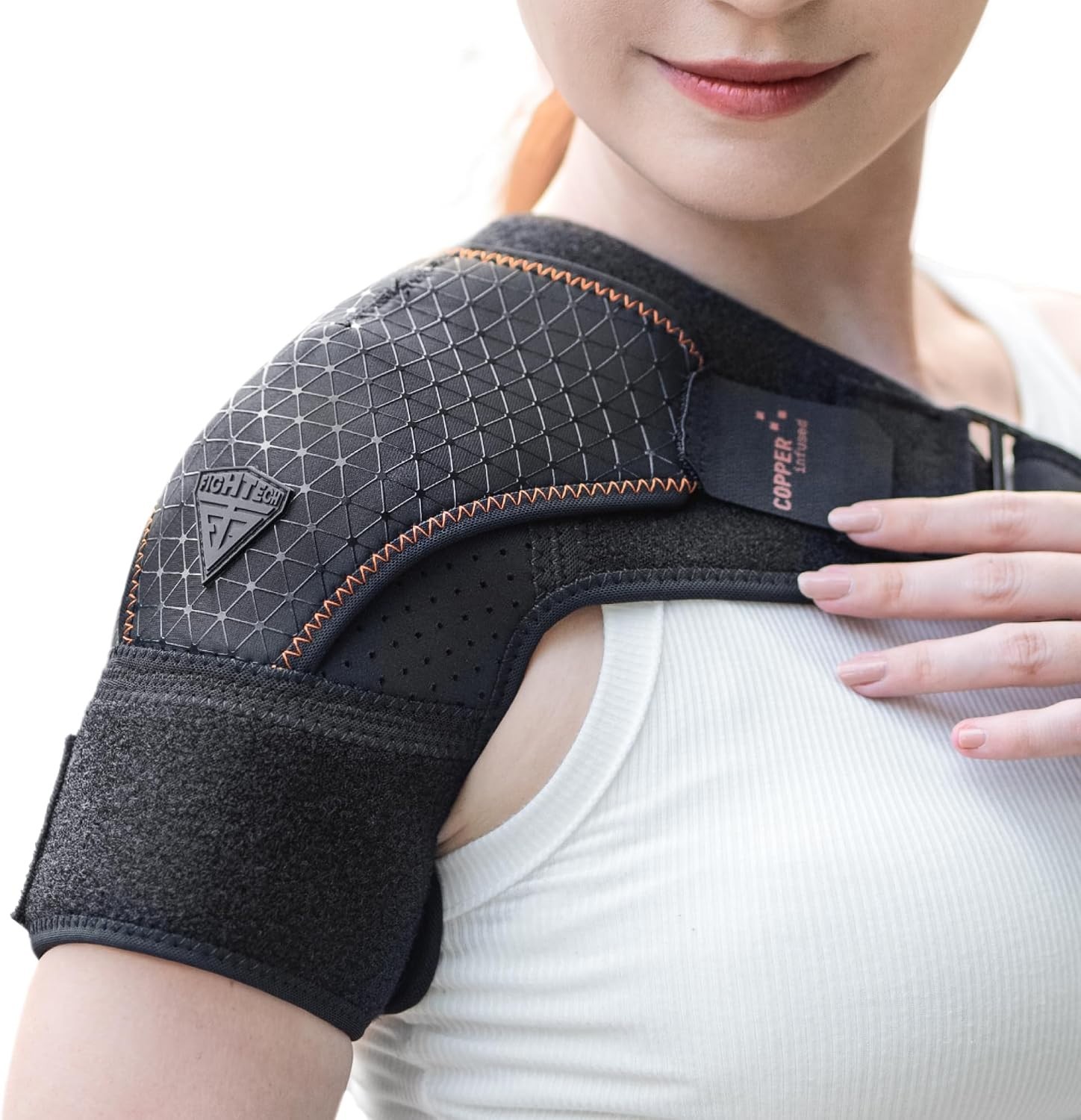 Copper Black Rotator Cuff Shoulder Brace – Adjustable Pain Relief for All Sizes