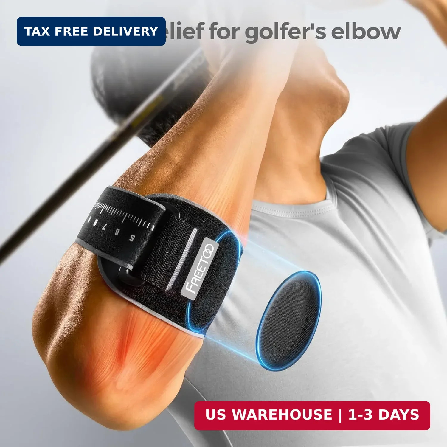 Counterforce Brace for Epicondylitis, Tennis Elbow Strap with Gel Pad Grey L/XL