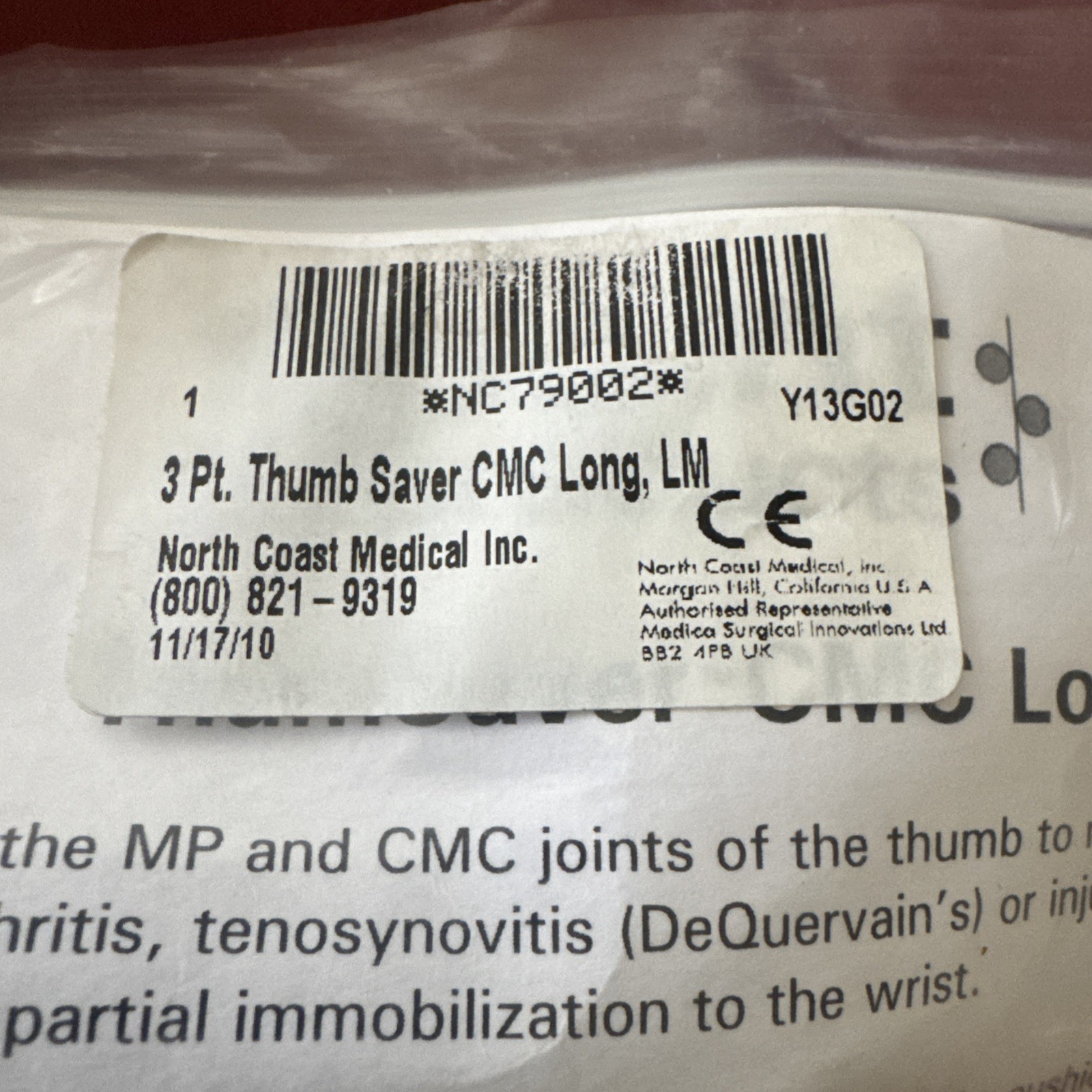 3PP ThumSaver CMC Long Medium Thumb Splint Brace